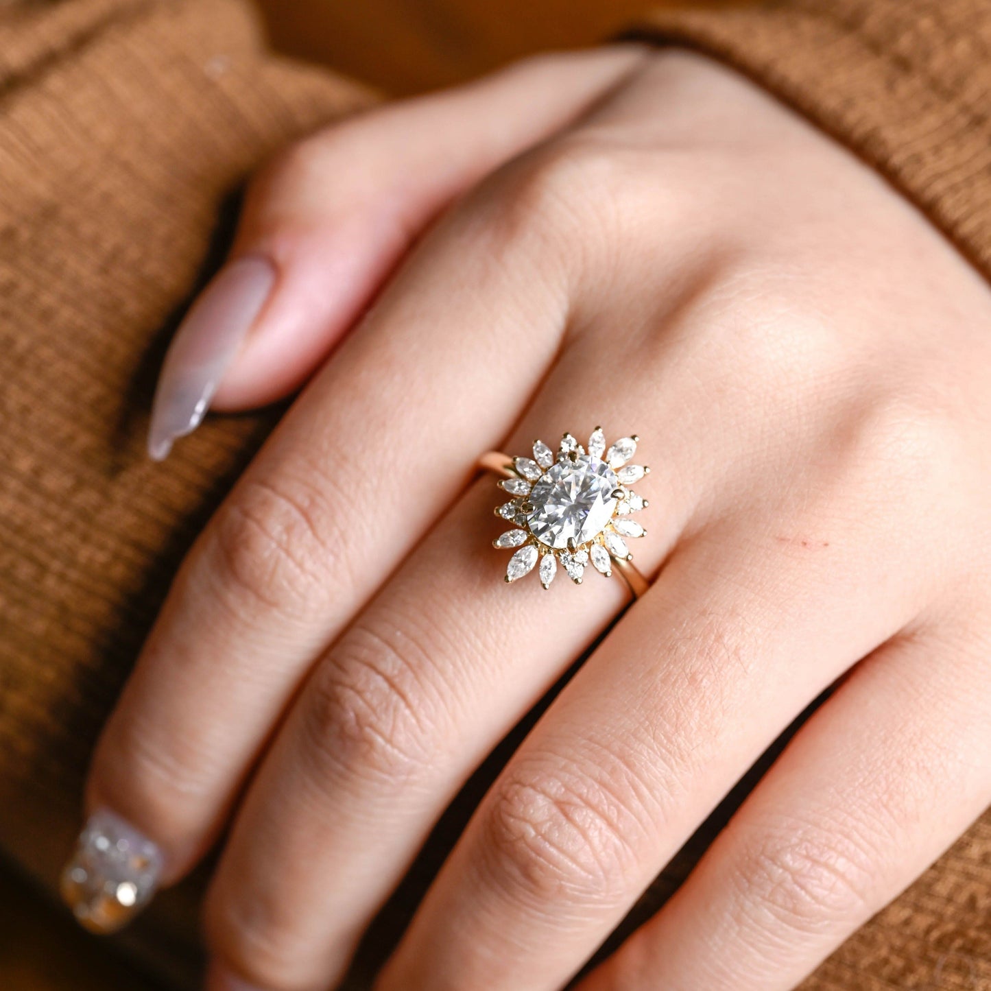 CausYou oval cut moissanite engagement ring Solid Gold Oval Cut Moissanite Engagement Ring, Promise Ring, Proposal Ring, Gift for Women Wife