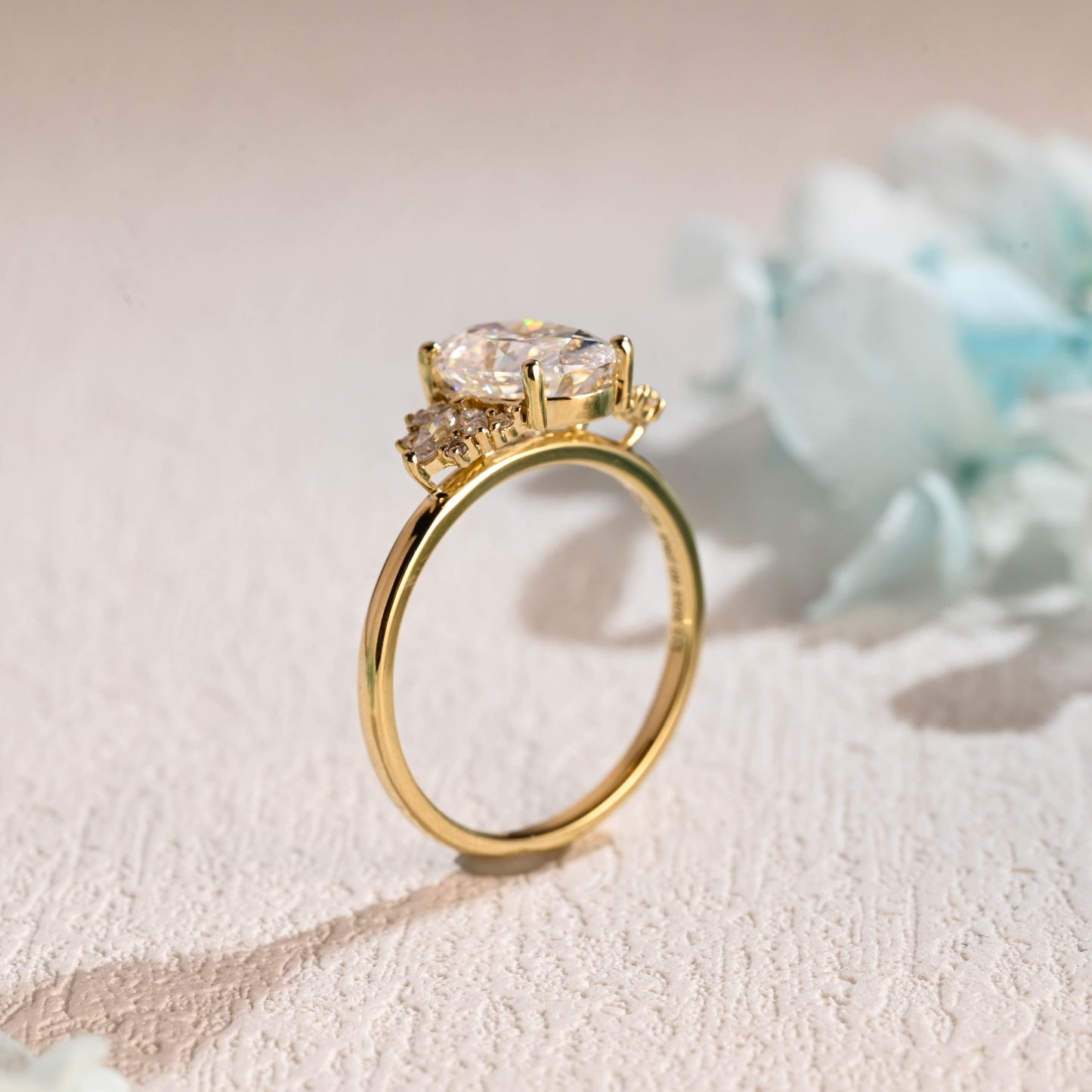 CausYou oval cut moissanite engagement ring Solid Gold Oval Cut Moissanite Engagement Ring, Proposal Ring, Promise Ring, Gift for Women Wife