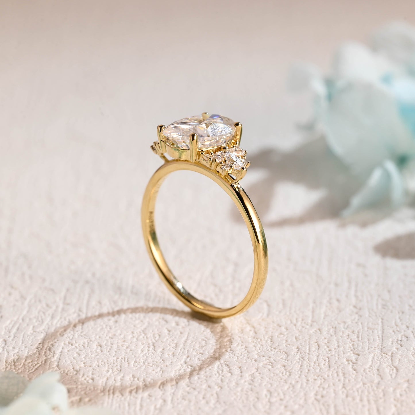 CausYou oval cut moissanite engagement ring Solid Gold Oval Cut Moissanite Engagement Ring, Proposal Ring, Promise Ring, Gift for Women Wife