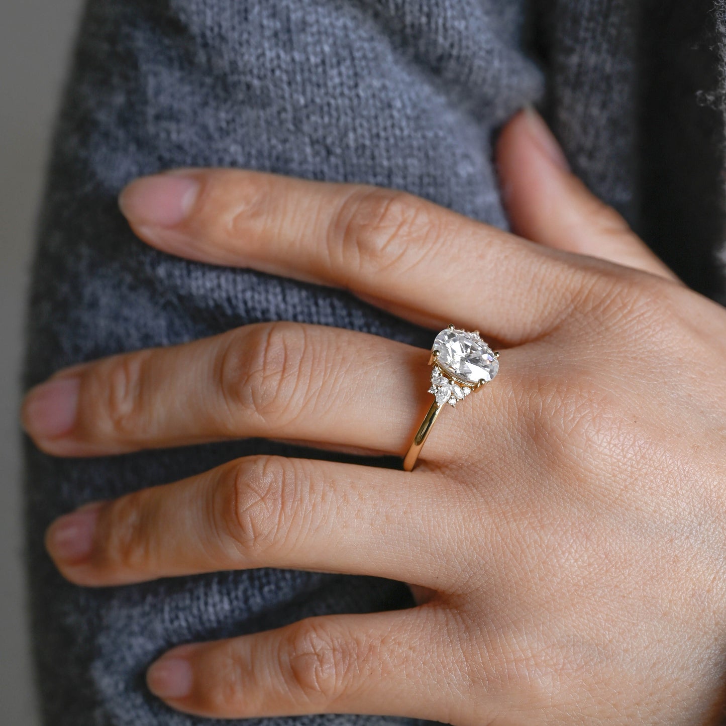 CausYou oval cut moissanite engagement ring Solid Gold Oval Cut Moissanite Engagement Ring, Proposal Ring, Promise Ring, Gift for Women Wife