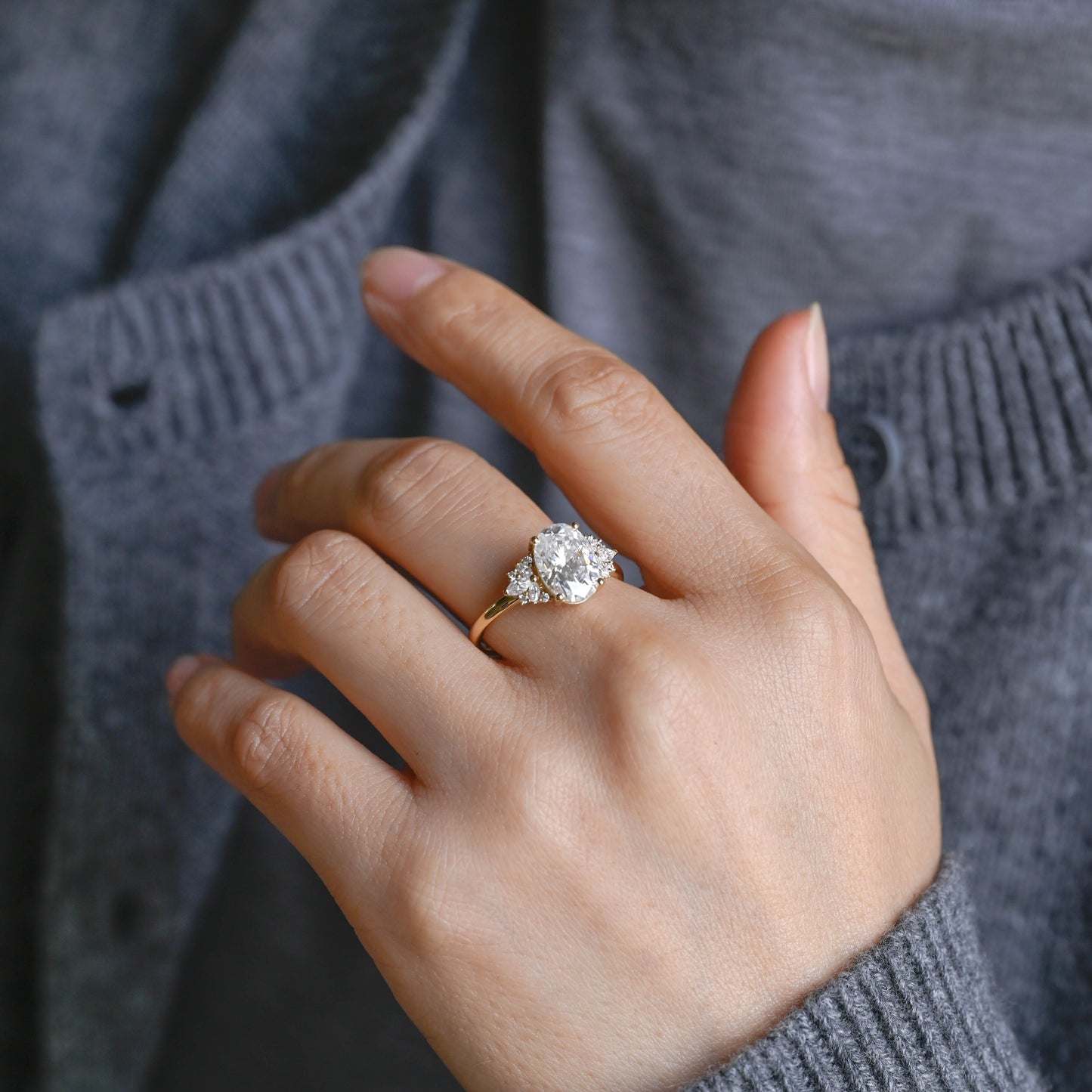 CausYou oval cut moissanite engagement ring Solid Gold Oval Cut Moissanite Engagement Ring, Proposal Ring, Promise Ring, Gift for Women Wife