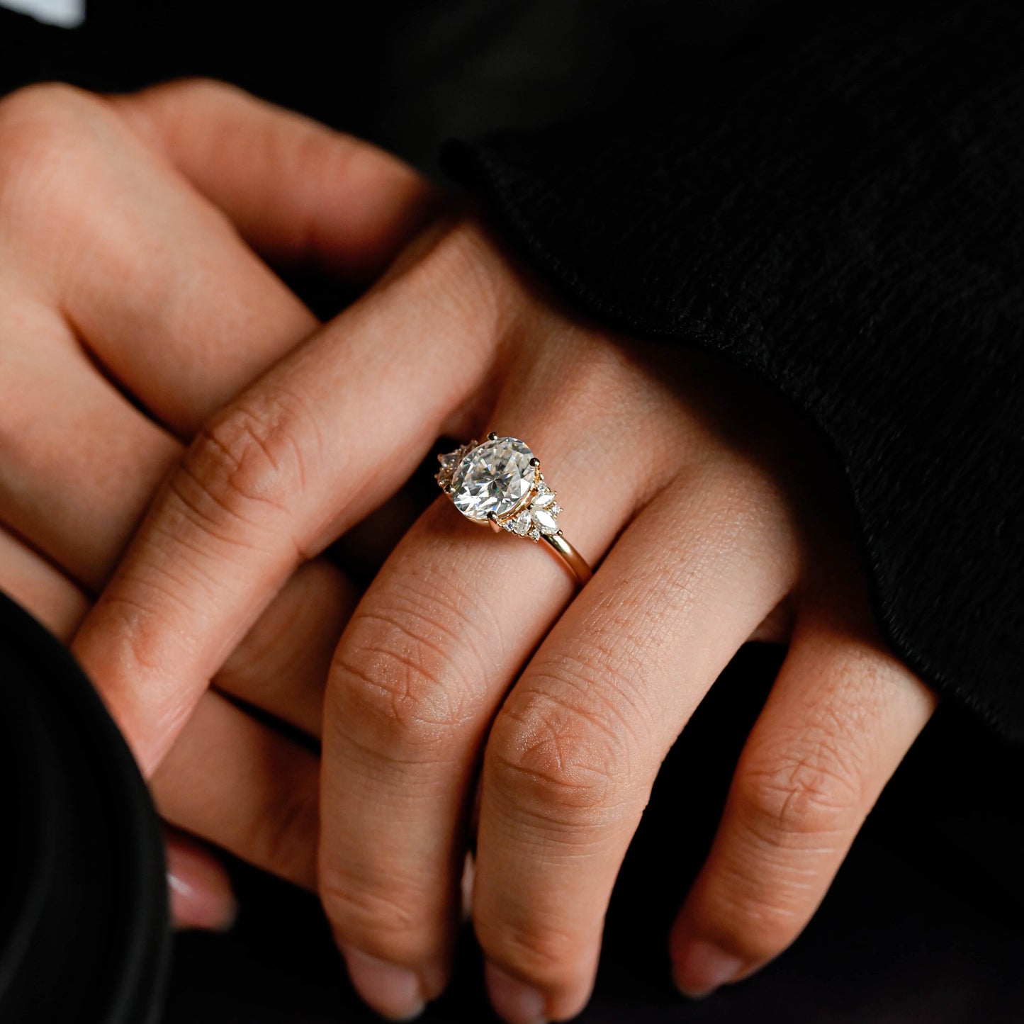 CausYou oval cut moissanite engagement ring Solid Gold Oval Cut Moissanite Engagement Ring, Proposal Ring, Promise Ring, Gift for Women Wife