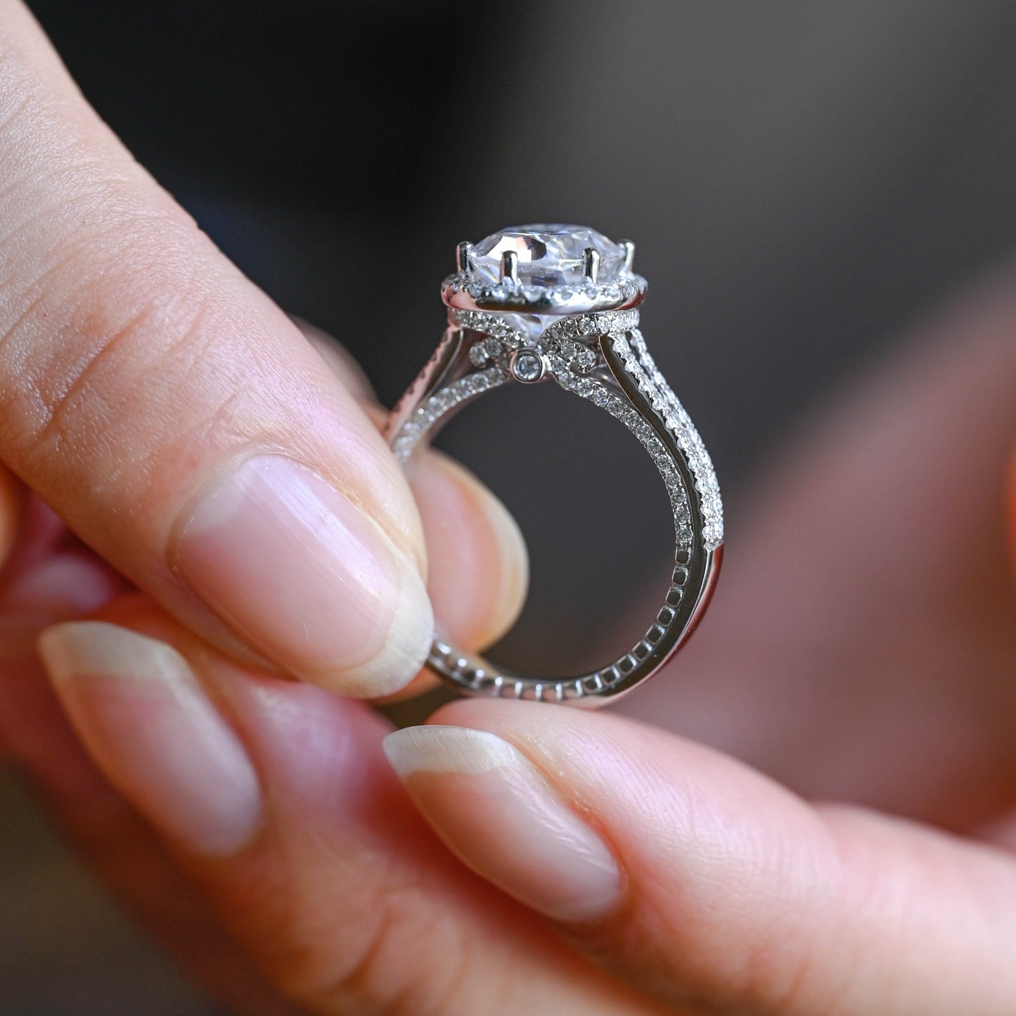 CausYou oval cut moissanite engagement ring Solid Gold Oval Cut Moissanite Engagement Ring, Split Shank Promise Ring, Proposal Ring, Gift for Woman, Wife