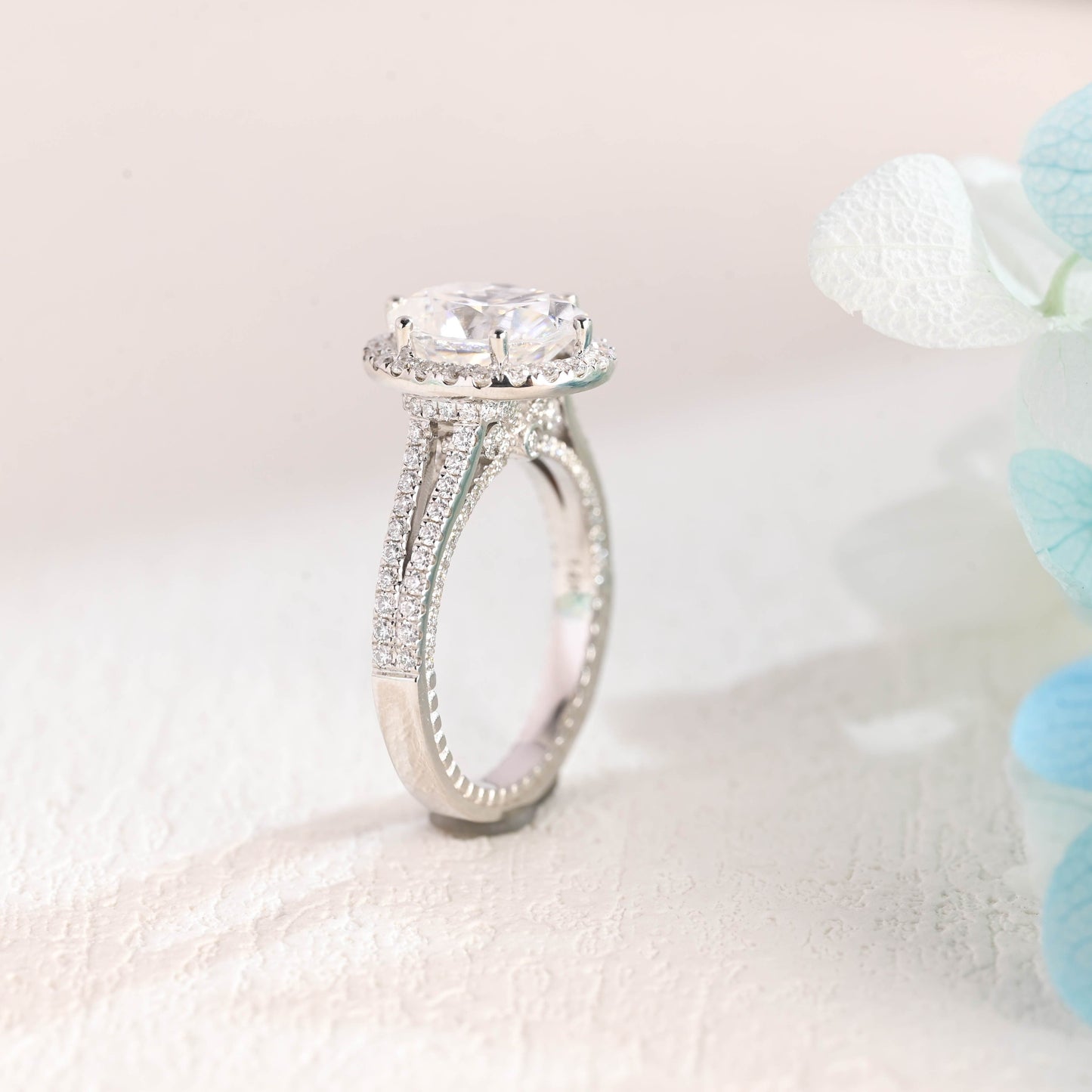 CausYou oval cut moissanite engagement ring Solid Gold Oval Cut Moissanite Engagement Ring, Split Shank Promise Ring, Proposal Ring, Gift for Woman, Wife