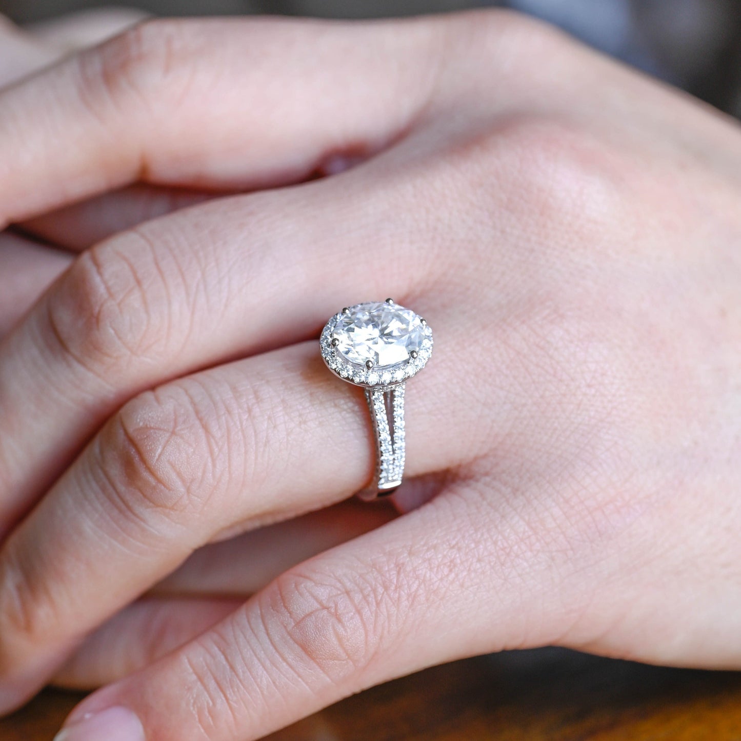 CausYou oval cut moissanite engagement ring Solid Gold Oval Cut Moissanite Engagement Ring, Split Shank Promise Ring, Proposal Ring, Gift for Woman, Wife