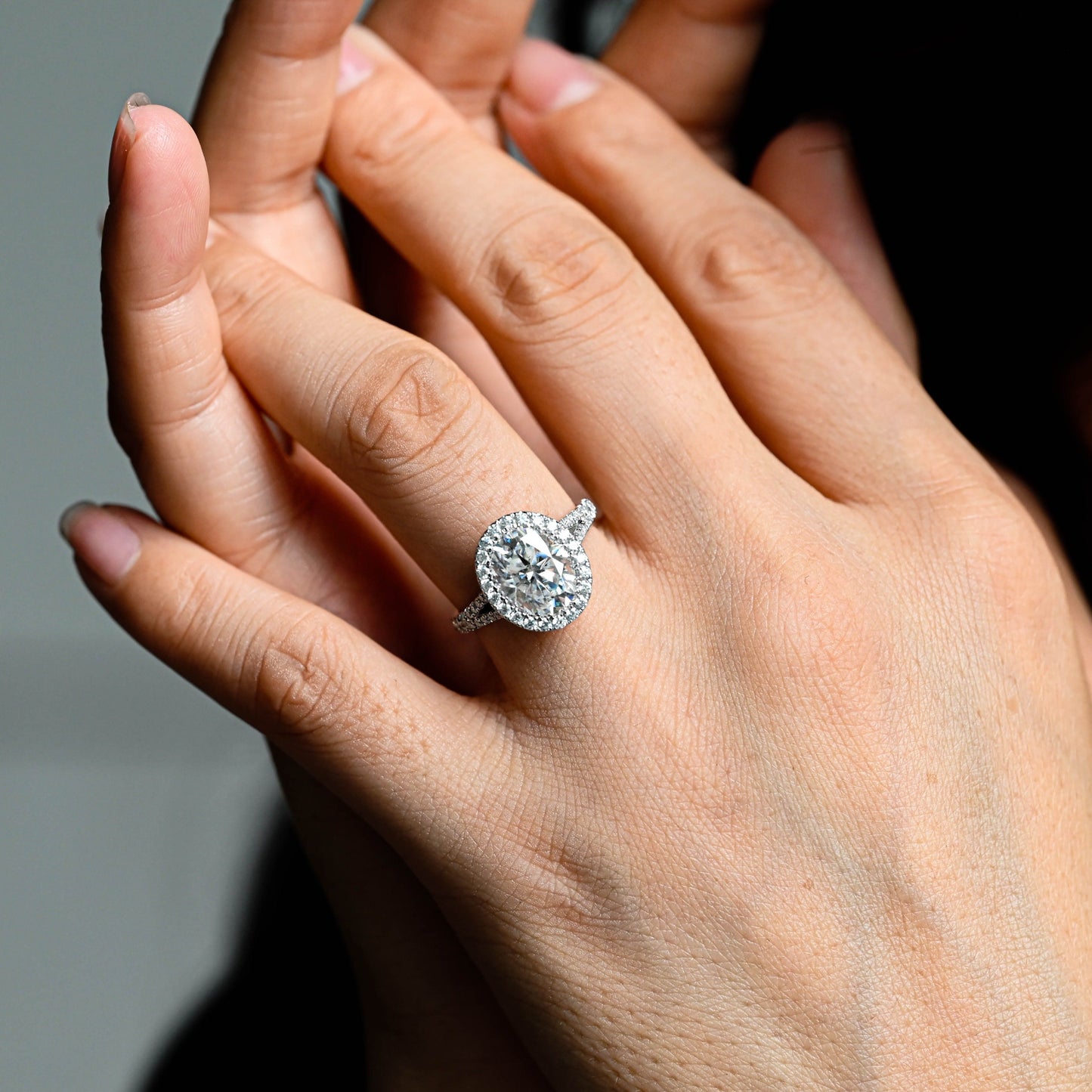 CausYou oval cut moissanite engagement ring Solid Gold Oval Cut Moissanite Engagement Ring, Split Shank Promise Ring, Proposal Ring, Gift for Women Wife