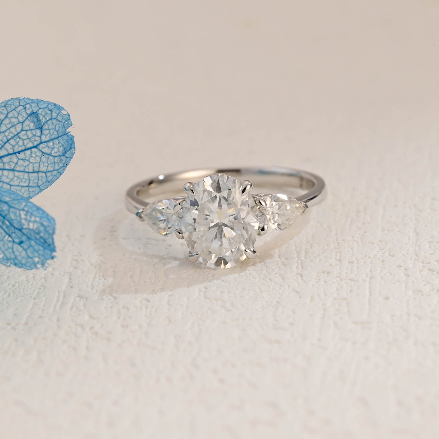 CausYou oval cut moissanite engagement ring Solid Gold Oval Cut Moissanite Engagement Ring, Three Stone Promise Ring, Proposal Ring