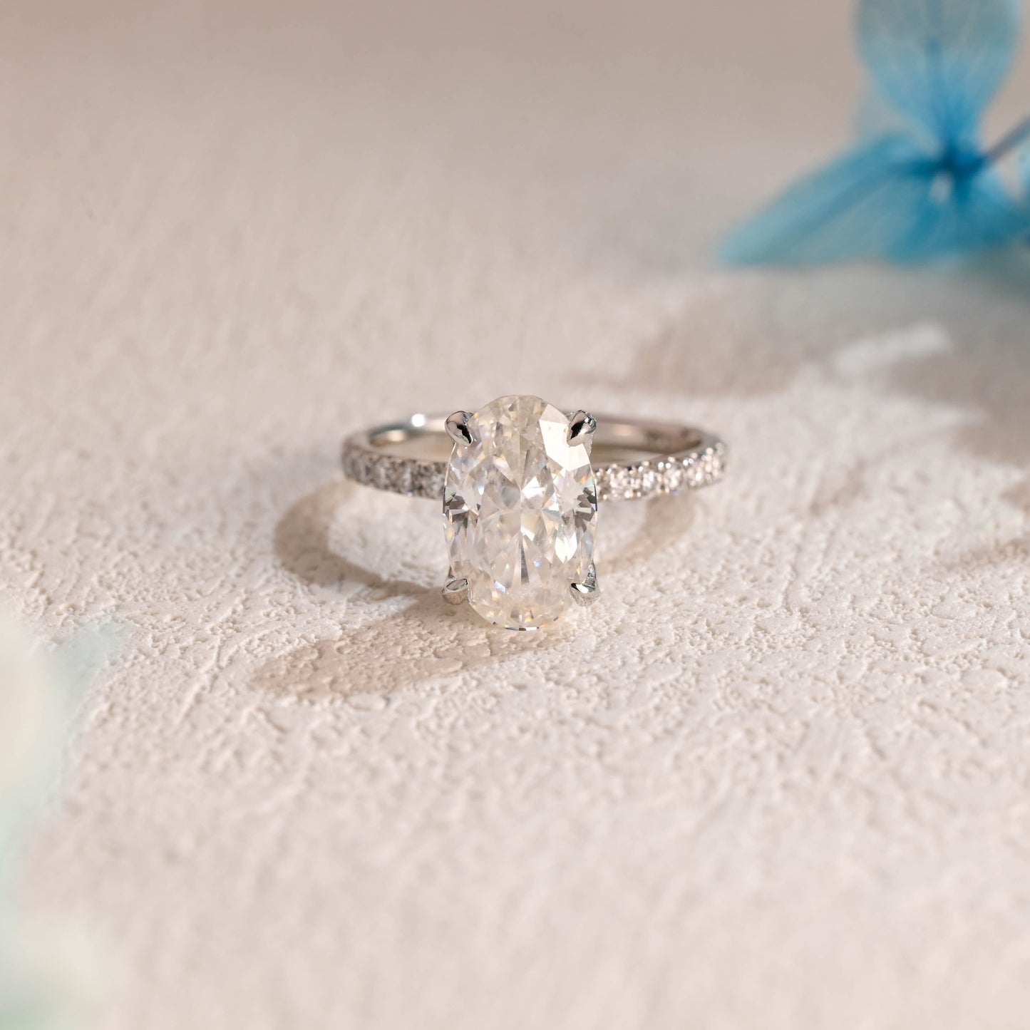 CausYou oval cut moissanite engagement ring Solid Gold Oval Cut Moissanite Engagement Ring, Tulip Setting Promise Ring, Proposal Ring, Gift for Woman, Wife