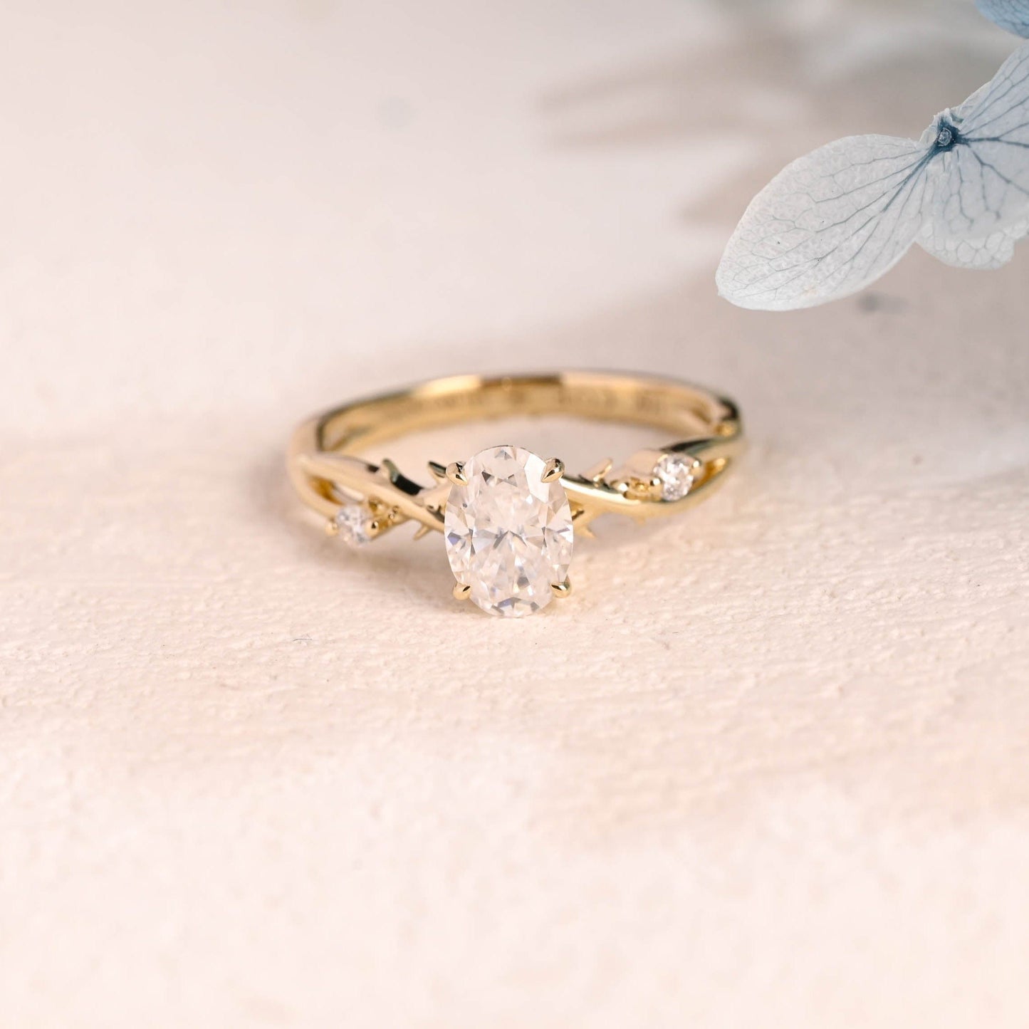 CausYou oval cut moissanite engagement ring Solid Gold Oval Cut Moissanite Engagement Ring, Twist Band Ring