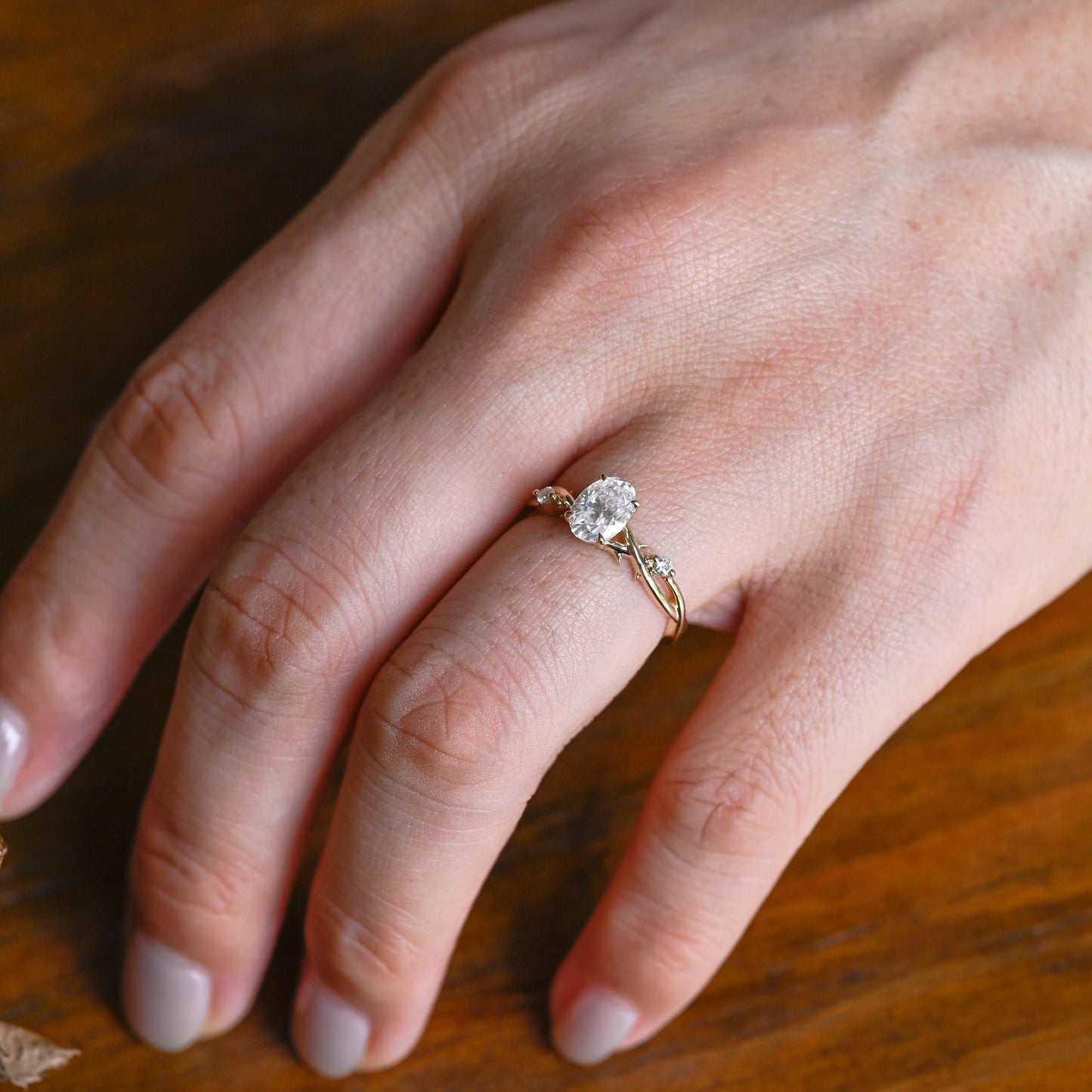 CausYou oval cut moissanite engagement ring Solid Gold Oval Cut Moissanite Engagement Ring, Twist Band Ring