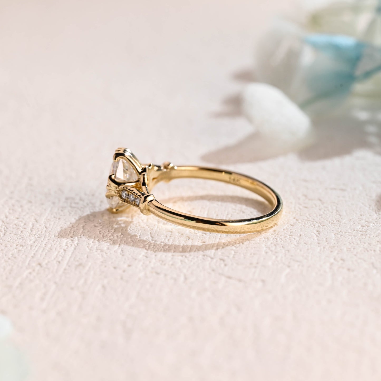 CausYou oval cut moissanite engagement ring Solid Gold Oval Cut Moissanite Engagement Ring, Vintage Promise Ring, Proposal Ring, Gift for Woman, Wife