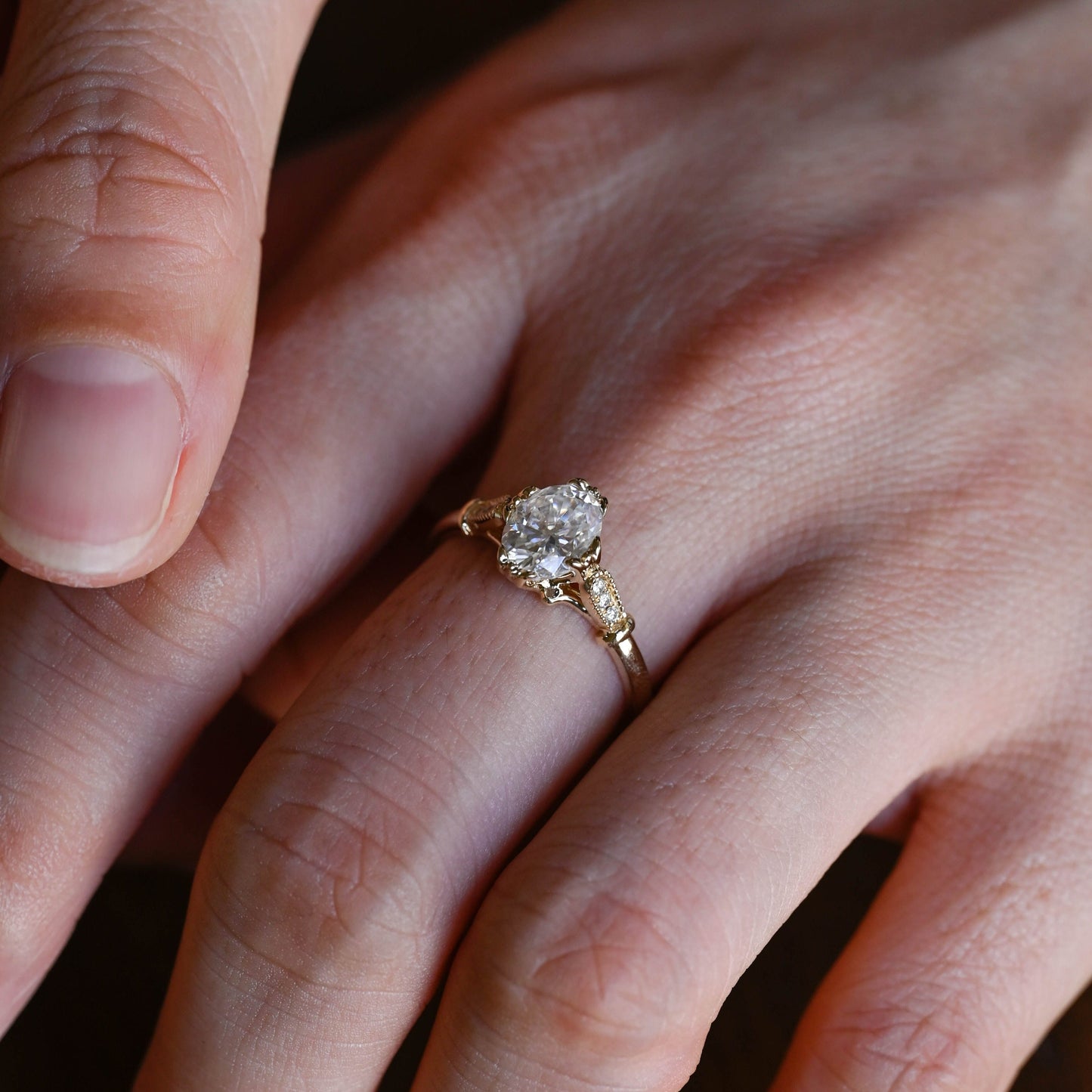 CausYou oval cut moissanite engagement ring Solid Gold Oval Cut Moissanite Engagement Ring, Vintage Promise Ring, Proposal Ring, Gift for Woman, Wife