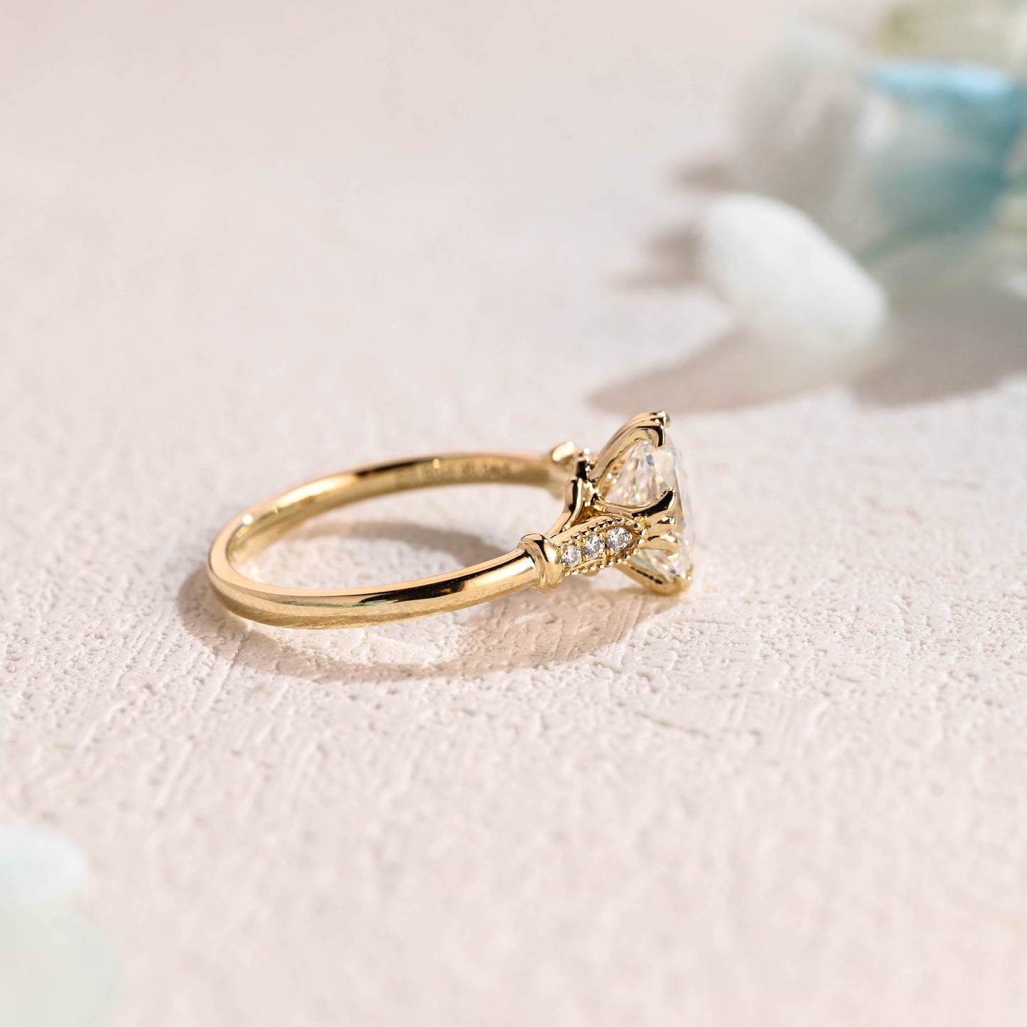 CausYou oval cut moissanite engagement ring Solid Gold Oval Cut Moissanite Engagement Ring, Vintage Promise Ring, Proposal Ring, Gift for Woman, Wife