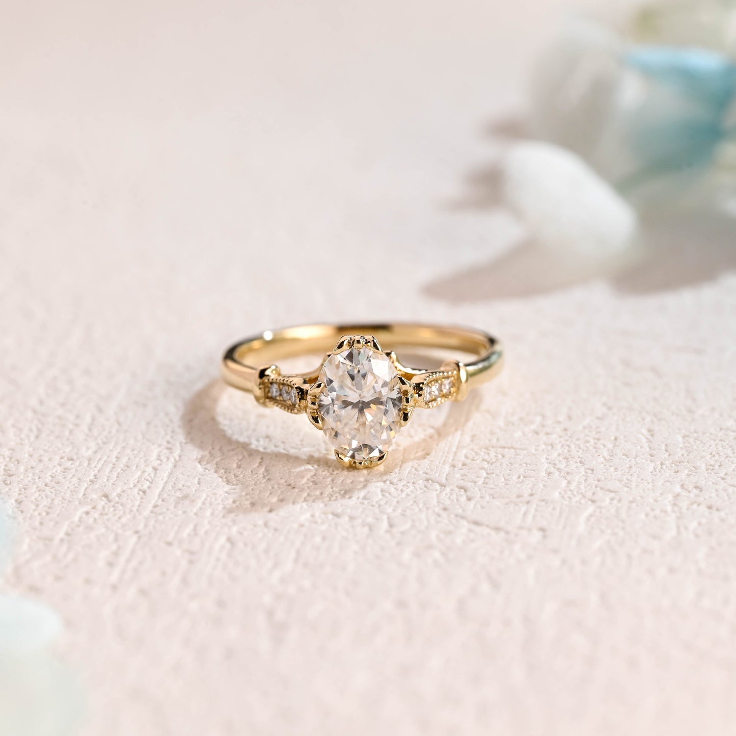 CausYou oval cut moissanite engagement ring Solid Gold Oval Cut Moissanite Engagement Ring, Vintage Promise Ring, Proposal Ring, Gift for Woman, Wife