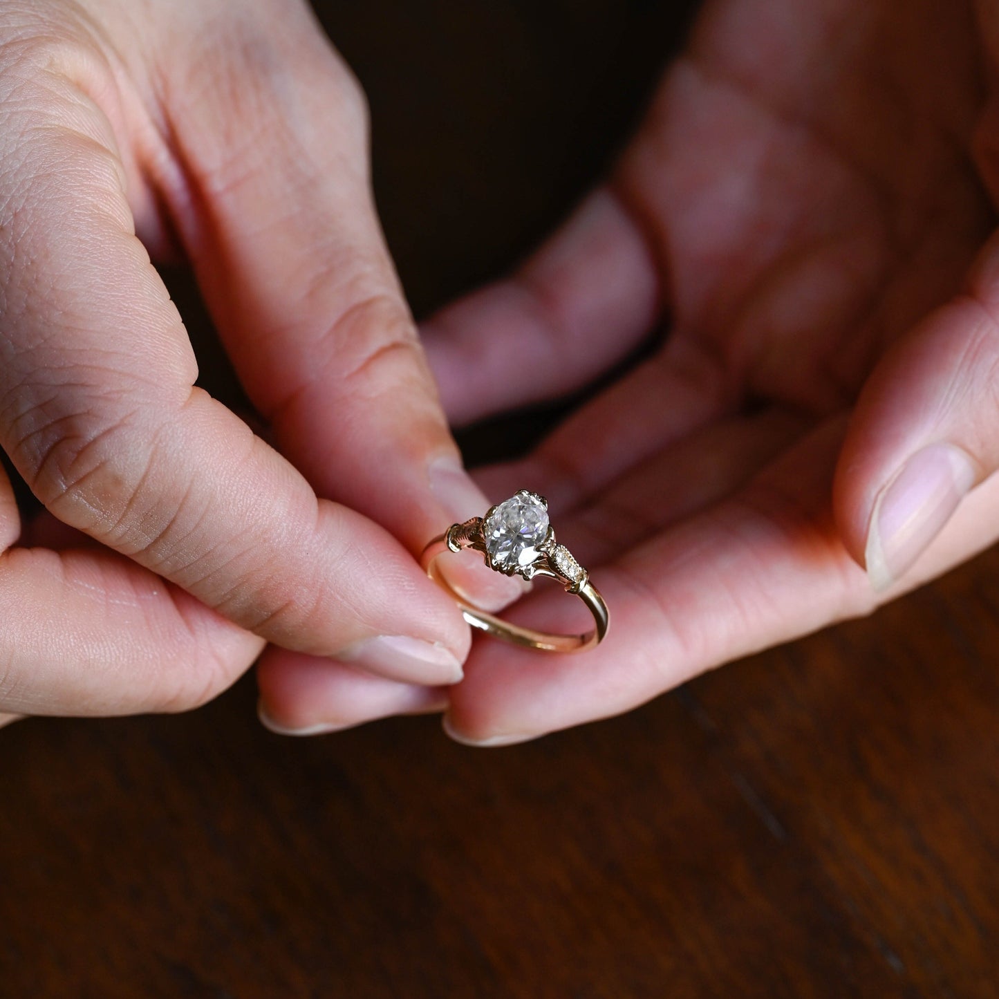 CausYou oval cut moissanite engagement ring Solid Gold Oval Cut Moissanite Engagement Ring, Vintage Promise Ring, Proposal Ring, Gift for Woman, Wife