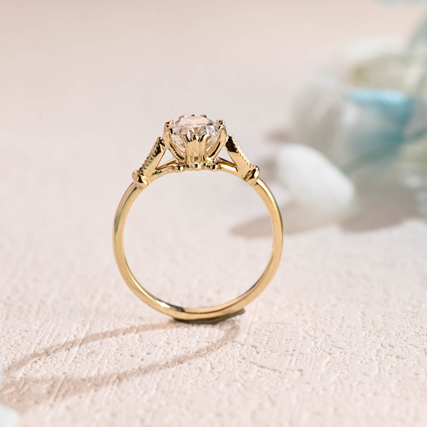 CausYou oval cut moissanite engagement ring Solid Gold Oval Cut Moissanite Engagement Ring, Vintage Promise Ring, Proposal Ring, Gift for Woman, Wife