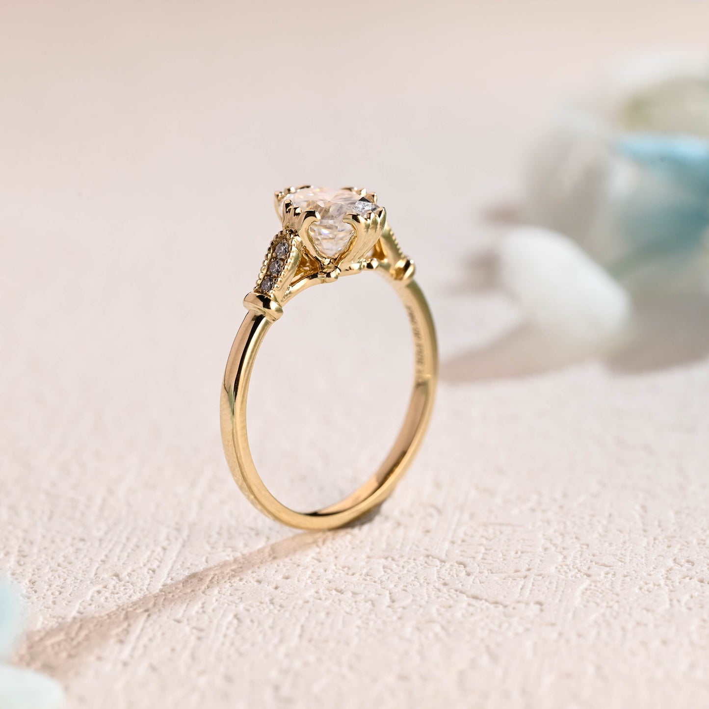 CausYou oval cut moissanite engagement ring Solid Gold Oval Cut Moissanite Engagement Ring, Vintage Promise Ring, Proposal Ring, Gift for Woman, Wife