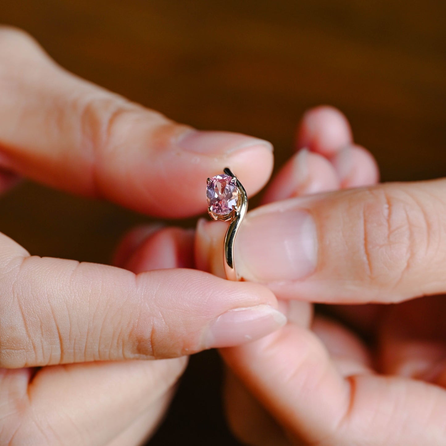 CausYou oval cut moissanite engagement ring Solid Gold Oval Cut Pink Sapphire Engagement Ring