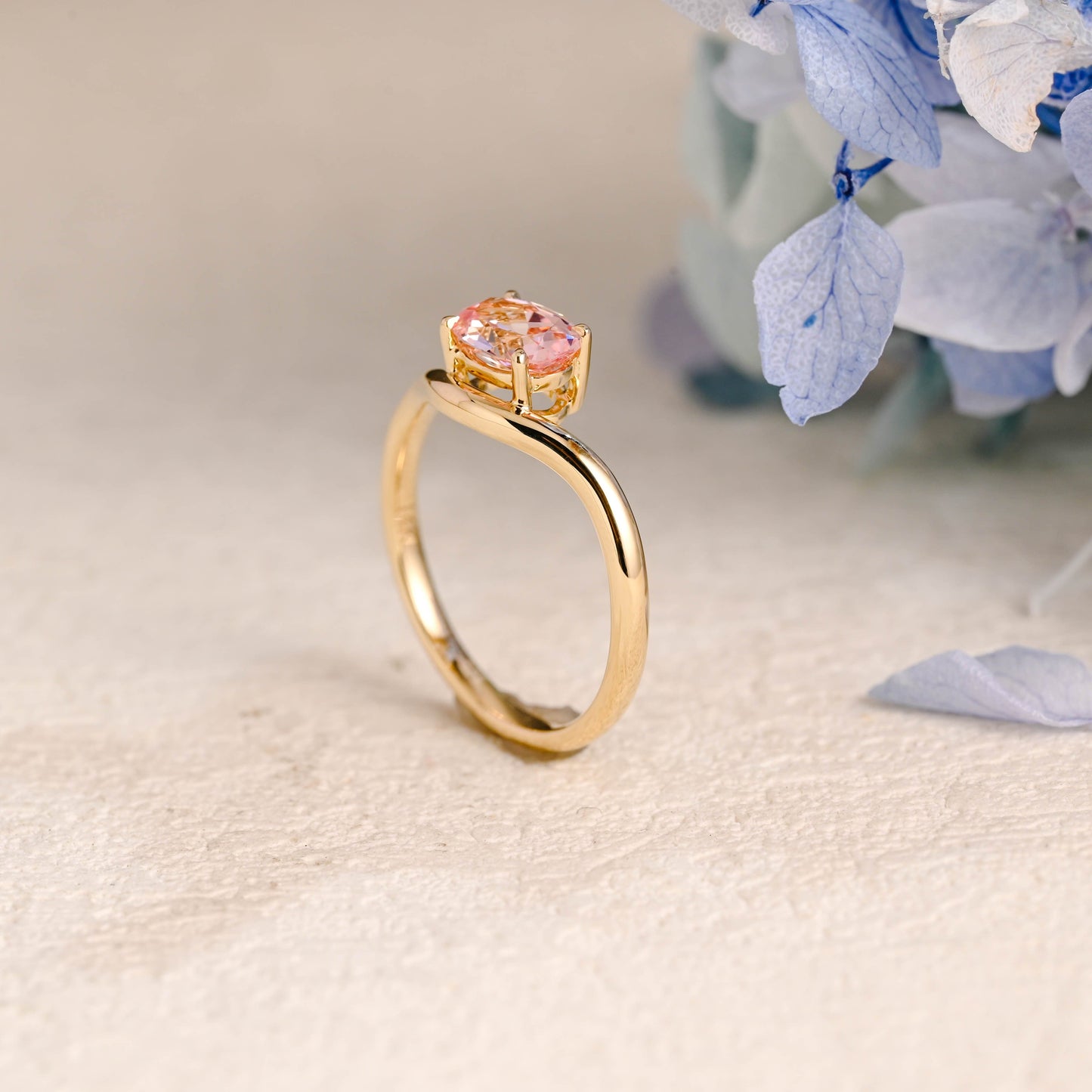 CausYou oval cut moissanite engagement ring Solid Gold Oval Cut Pink Sapphire Engagement Ring