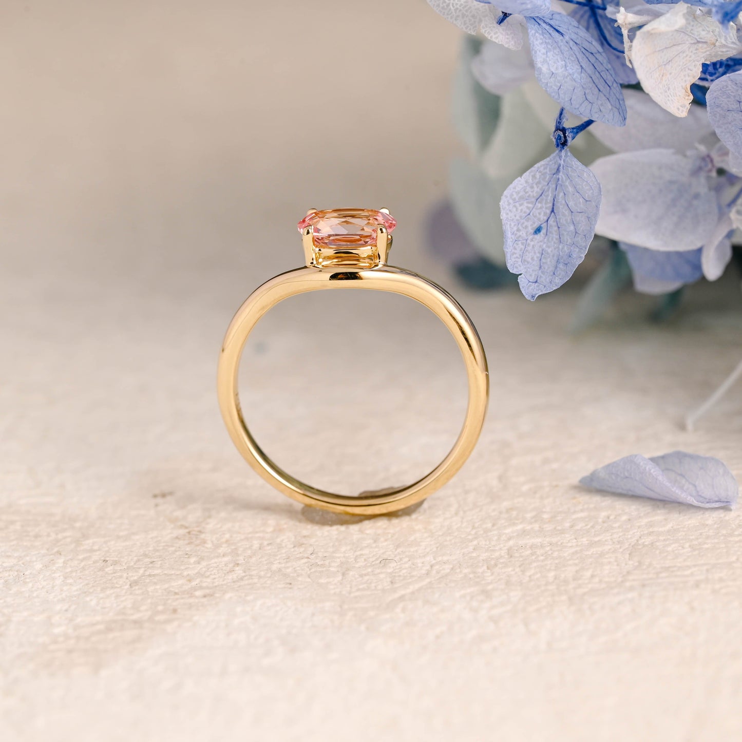CausYou oval cut moissanite engagement ring Solid Gold Oval Cut Pink Sapphire Engagement Ring