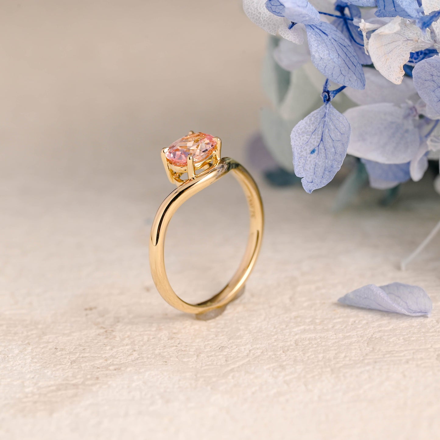 CausYou oval cut moissanite engagement ring Solid Gold Oval Cut Pink Sapphire Engagement Ring