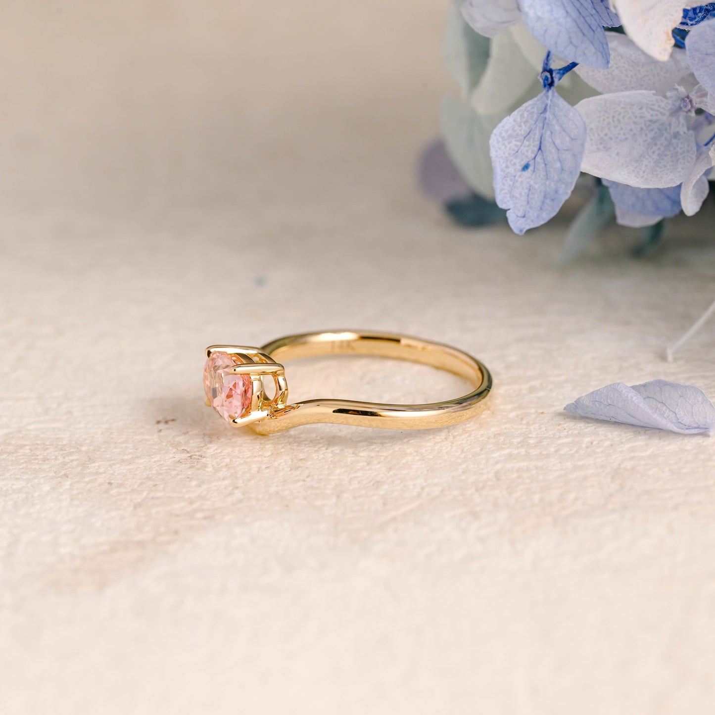 CausYou oval cut moissanite engagement ring Solid Gold Oval Cut Pink Sapphire Engagement Ring