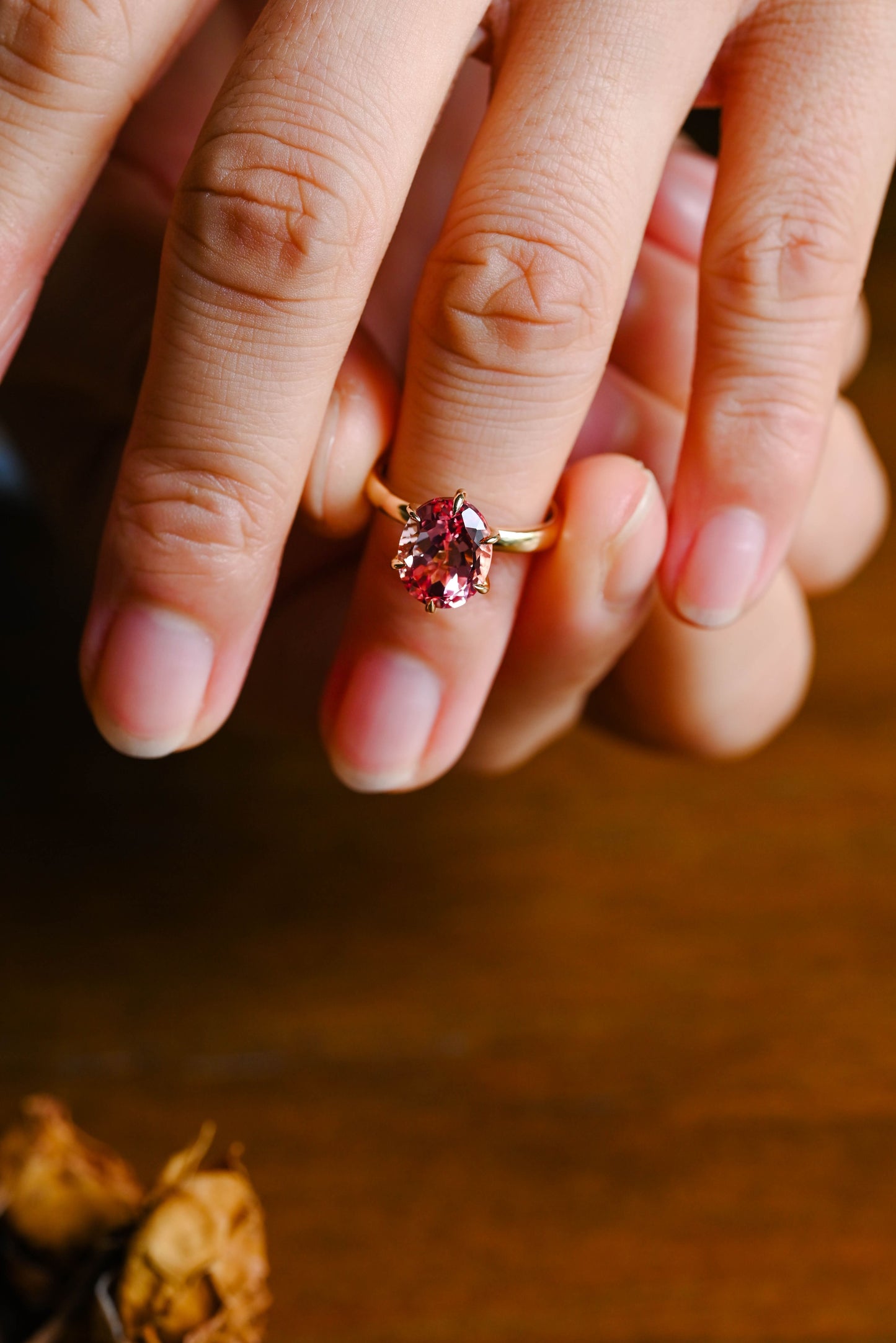 CausYou oval cut moissanite engagement ring Solid Gold Oval Cut Pink Sapphire Engagement Ring