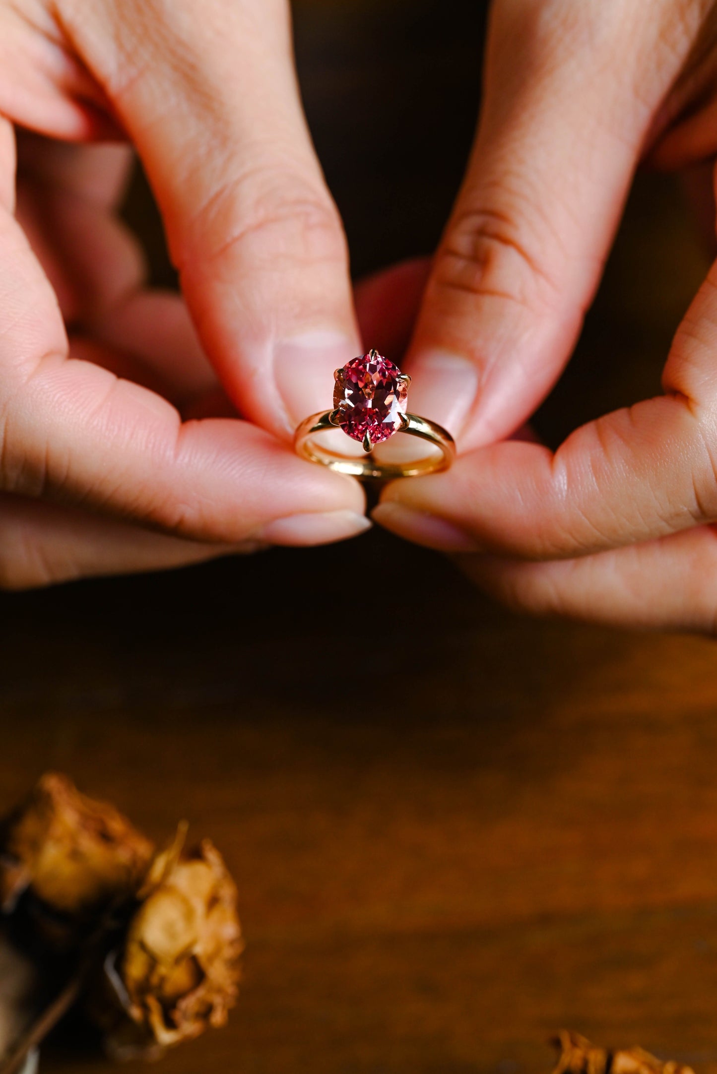 CausYou oval cut moissanite engagement ring Solid Gold Oval Cut Pink Sapphire Engagement Ring