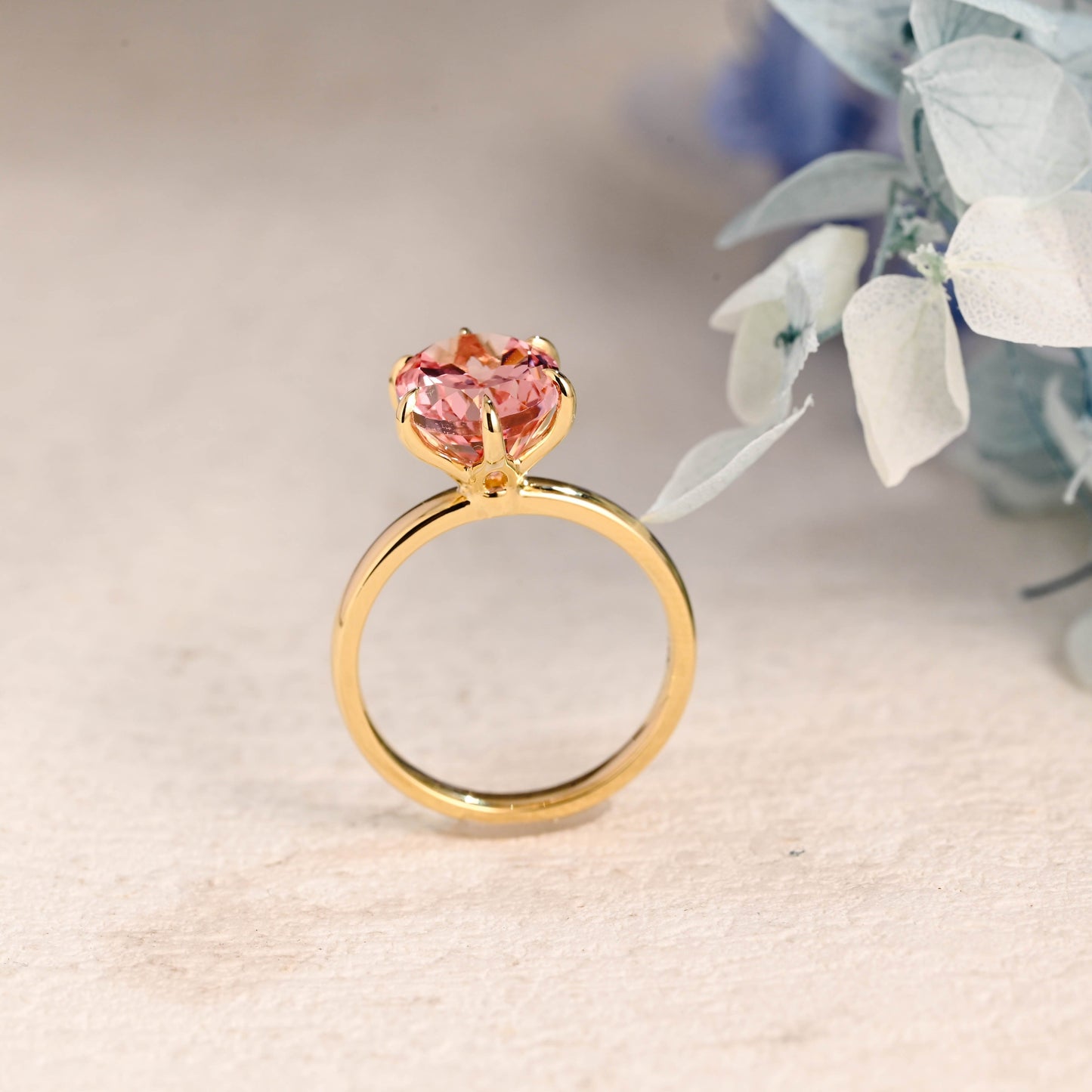 CausYou oval cut moissanite engagement ring Solid Gold Oval Cut Pink Sapphire Engagement Ring