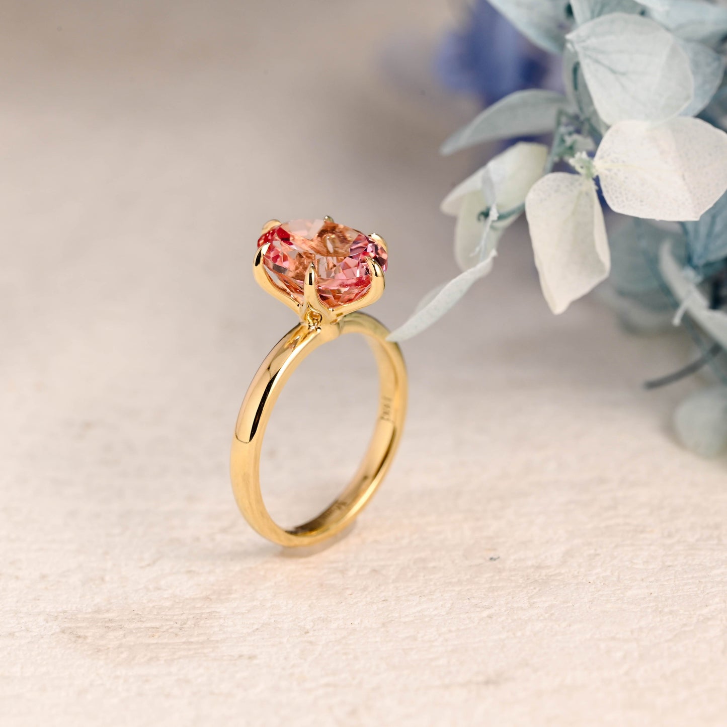 CausYou oval cut moissanite engagement ring Solid Gold Oval Cut Pink Sapphire Engagement Ring