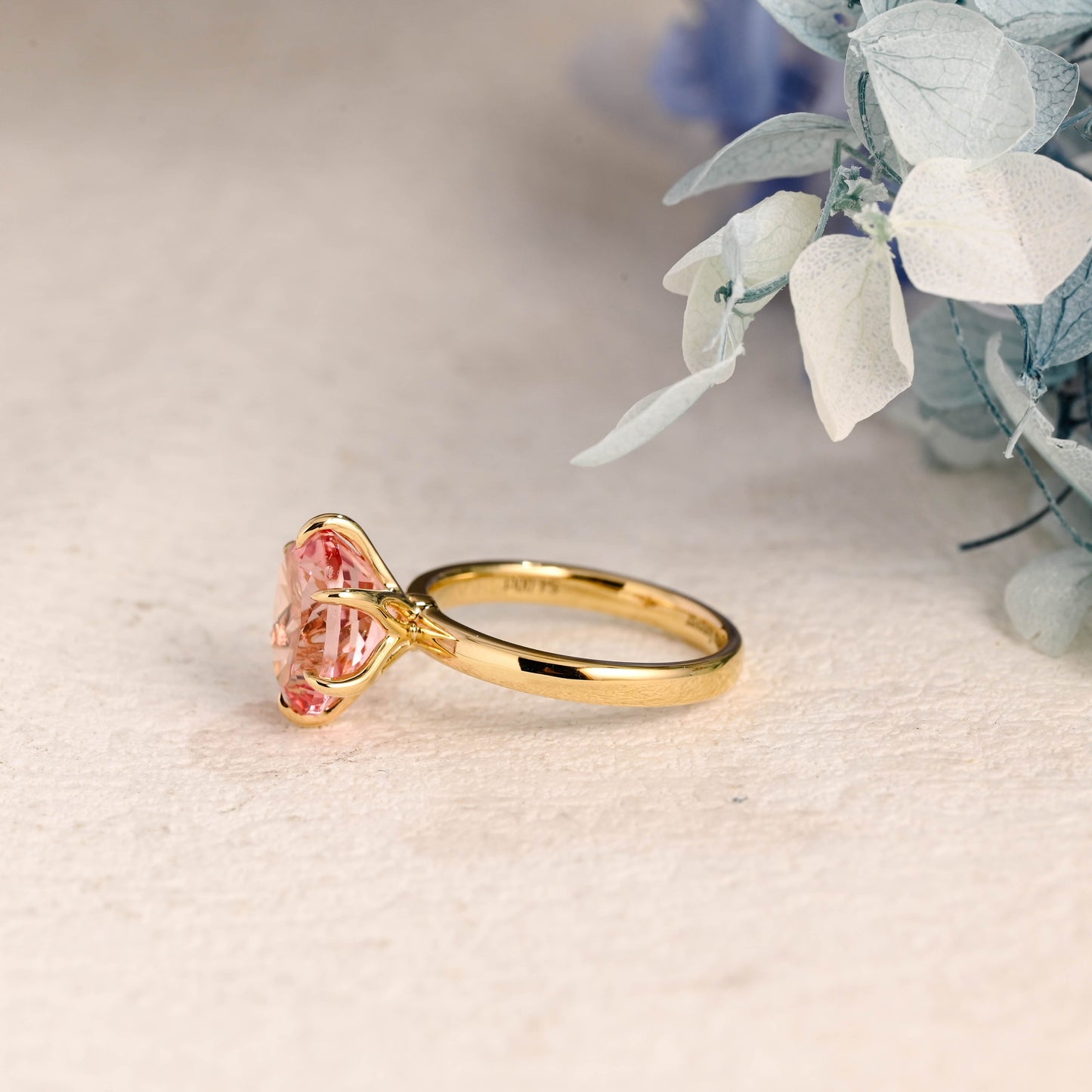 CausYou oval cut moissanite engagement ring Solid Gold Oval Cut Pink Sapphire Engagement Ring