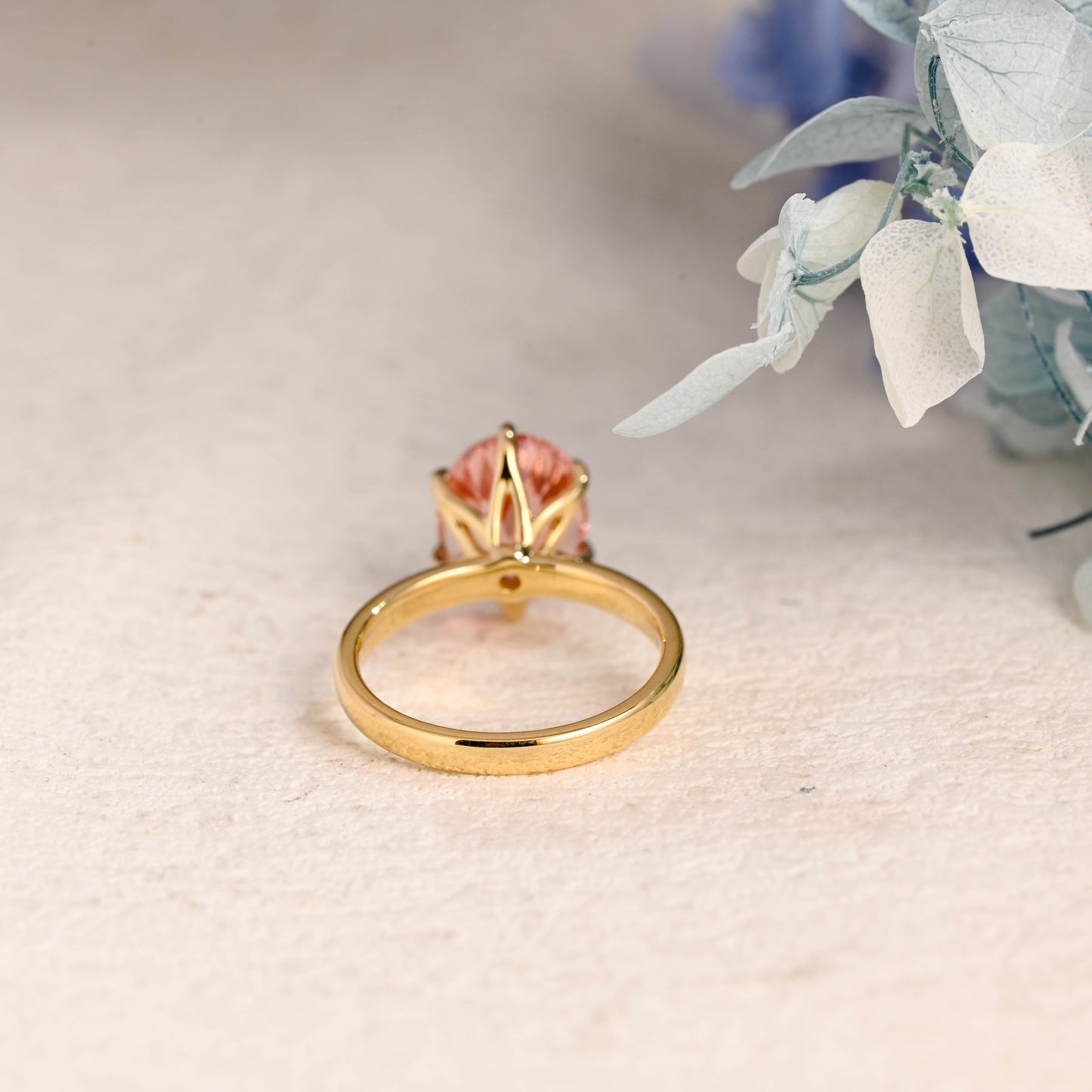 CausYou oval cut moissanite engagement ring Solid Gold Oval Cut Pink Sapphire Engagement Ring