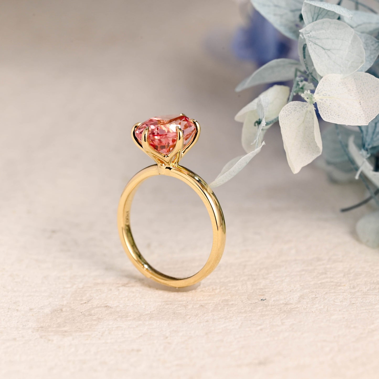 CausYou oval cut moissanite engagement ring Solid Gold Oval Cut Pink Sapphire Engagement Ring