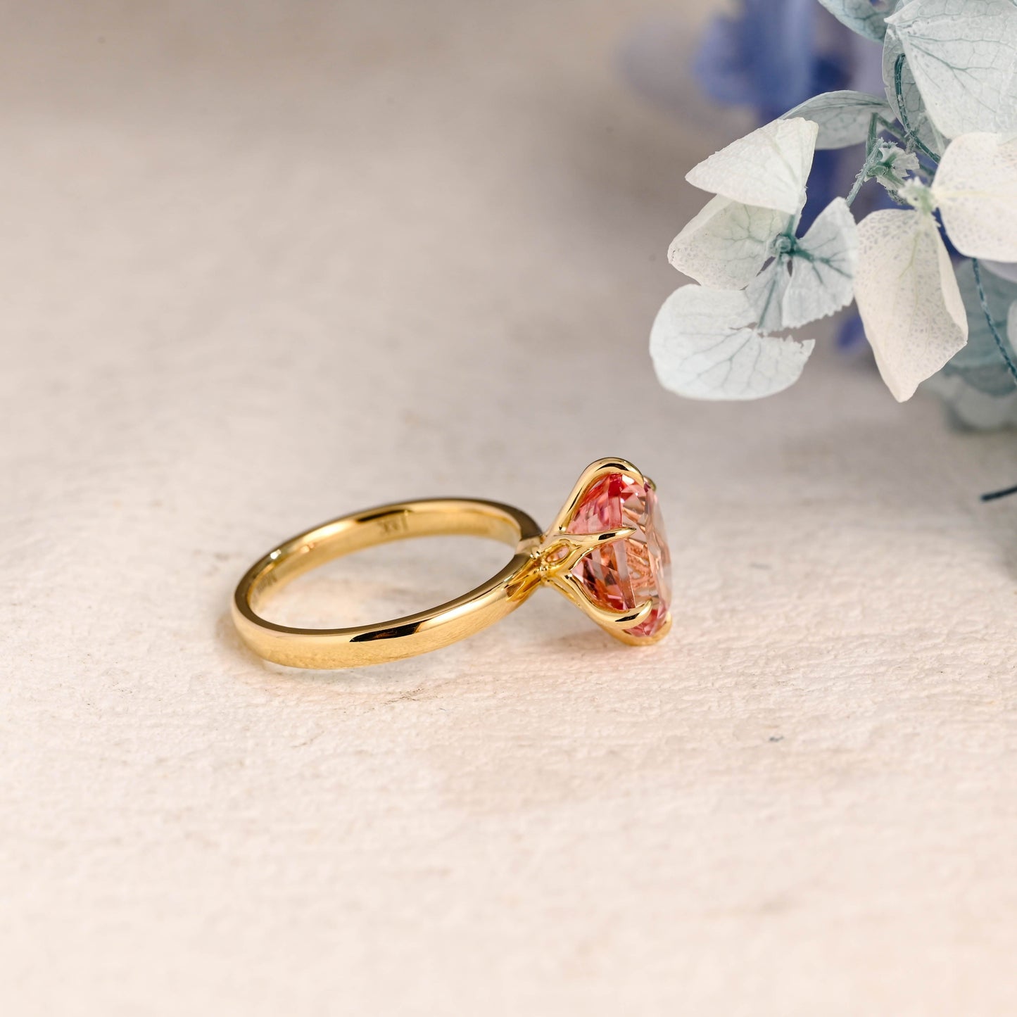 CausYou oval cut moissanite engagement ring Solid Gold Oval Cut Pink Sapphire Engagement Ring