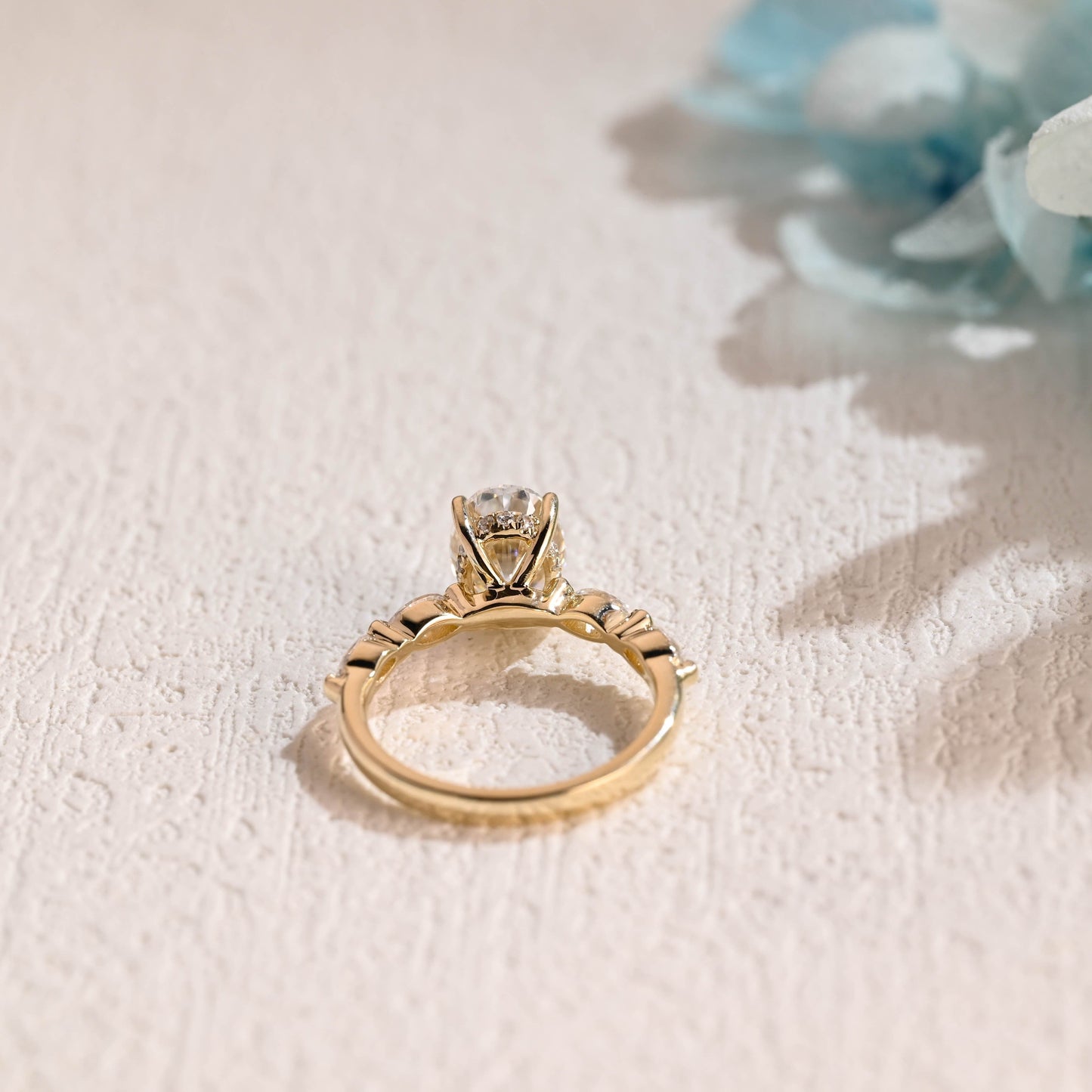 CausYou oval cut moissanite engagement ring Solid Gold Pave Marquise Oval Cut Moissanite Engagement Ring