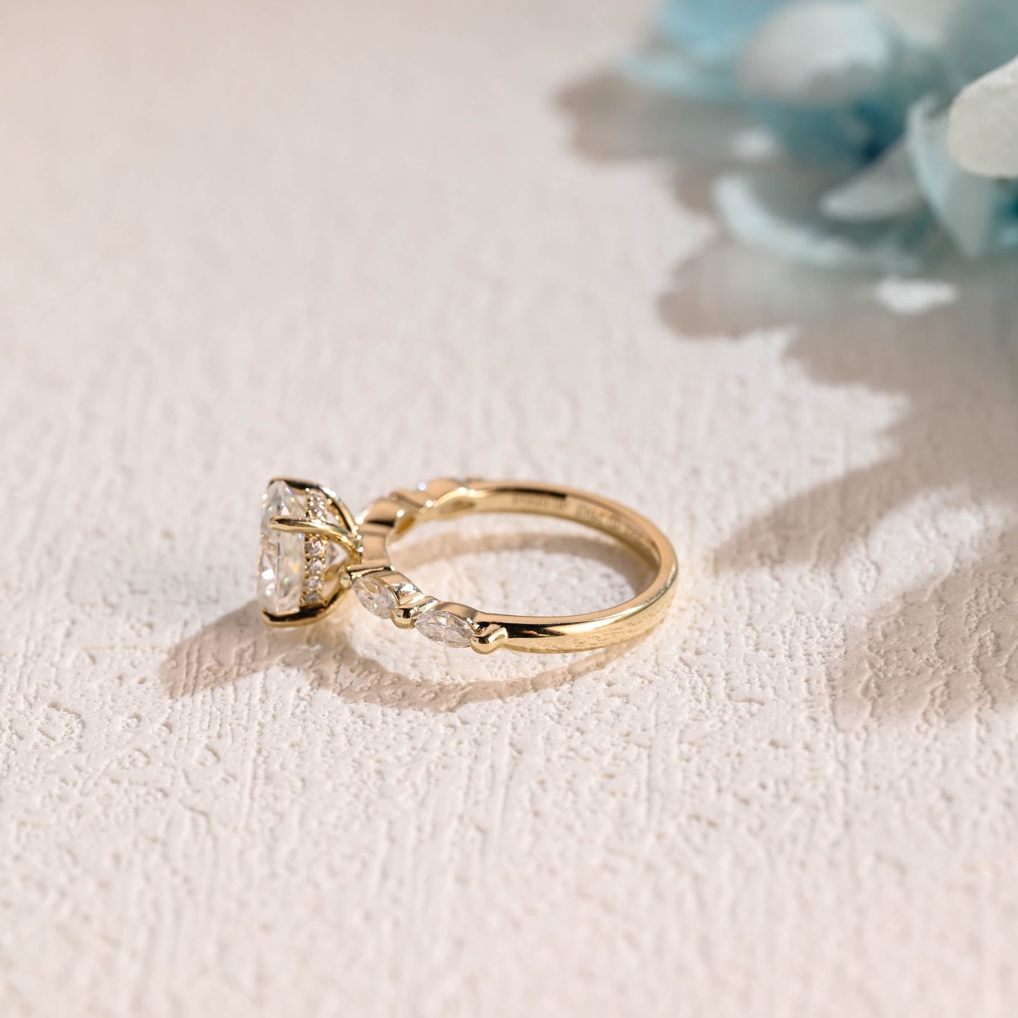 CausYou oval cut moissanite engagement ring Solid Gold Pave Marquise Oval Cut Moissanite Engagement Ring