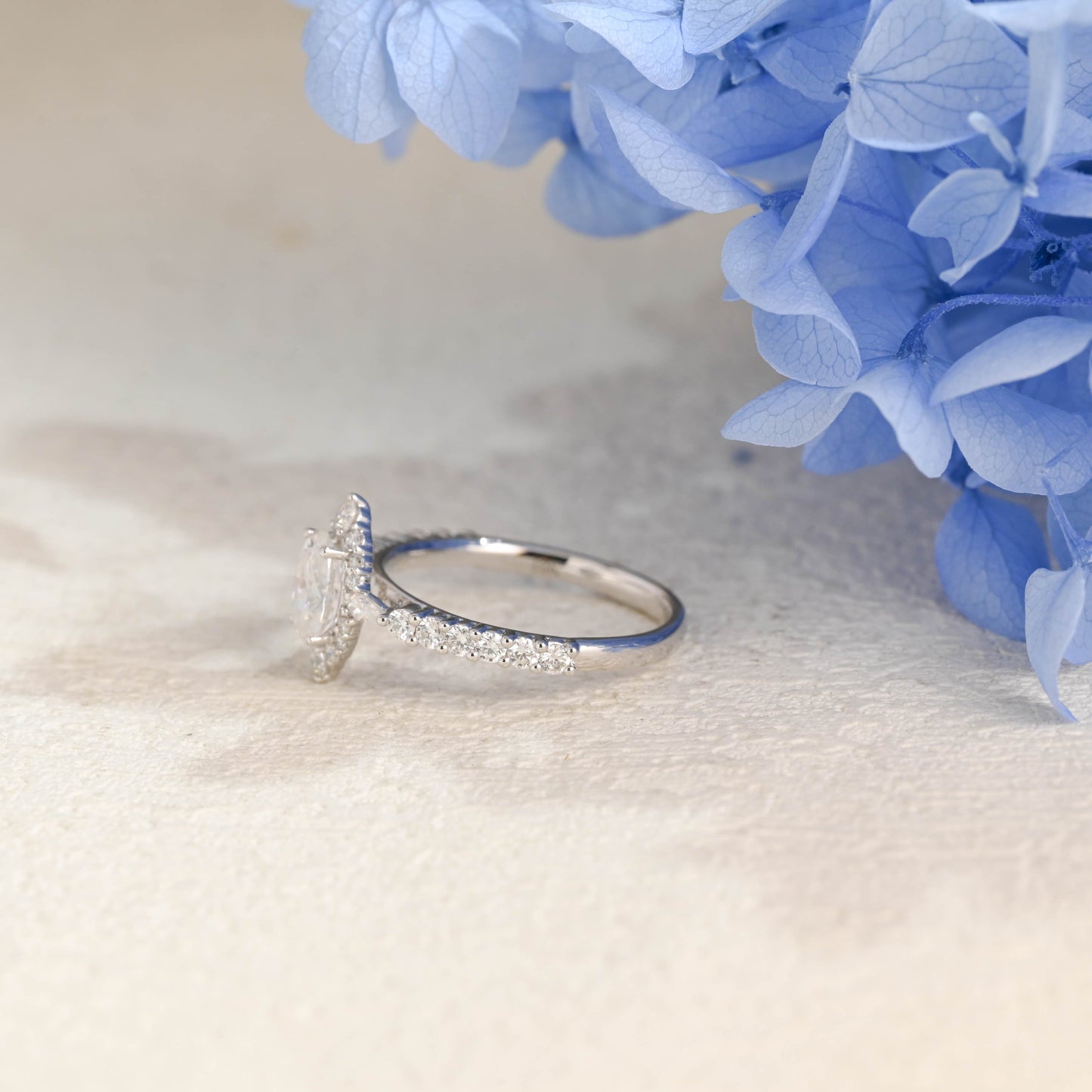 CausYou oval cut moissanite engagement ring Solid Gold Pave Oval Cut Moissanite Engagement Ring
