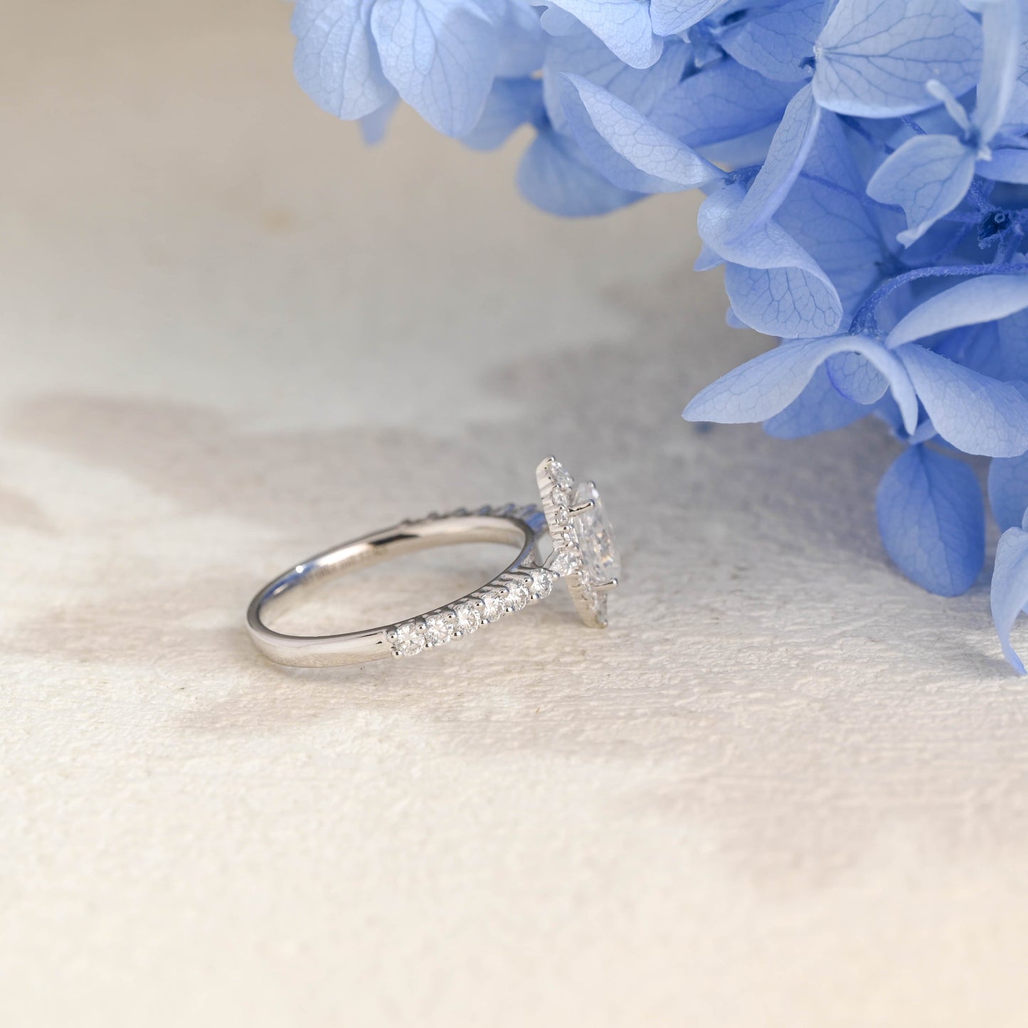 CausYou oval cut moissanite engagement ring Solid Gold Pave Oval Cut Moissanite Engagement Ring