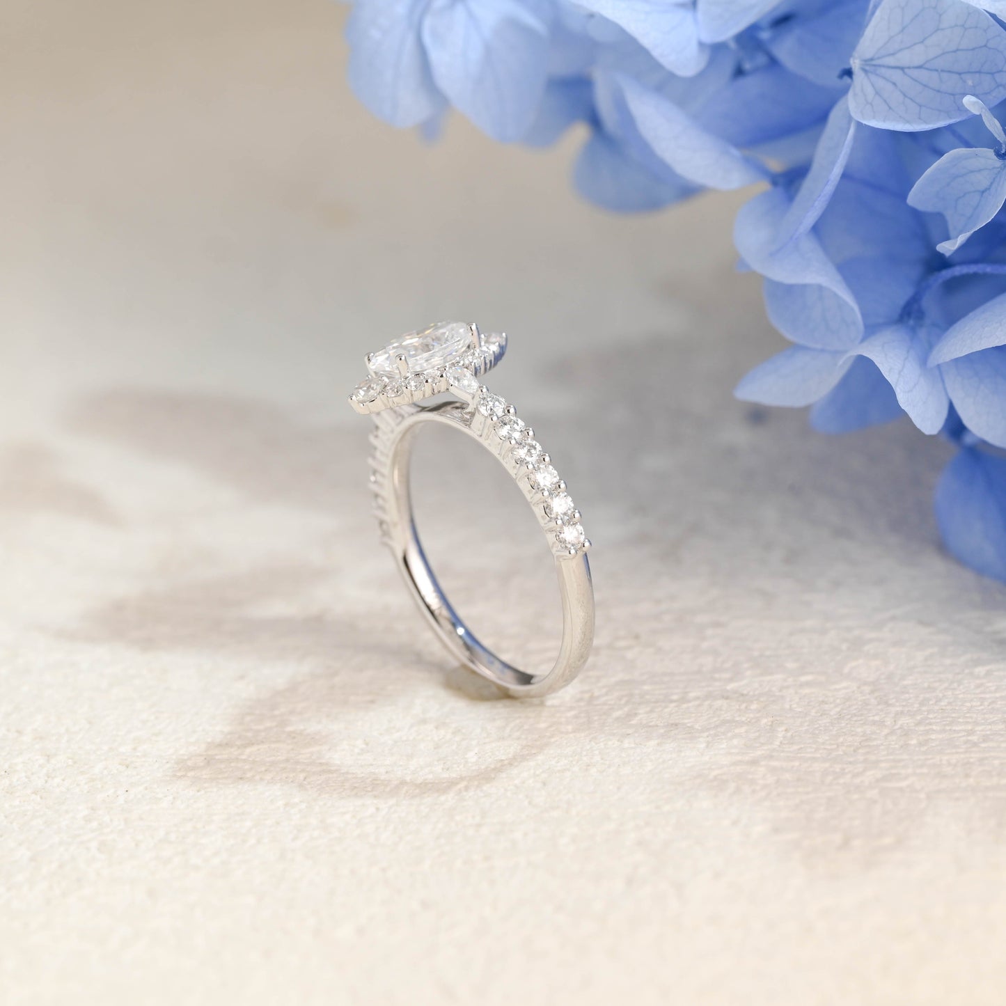 CausYou oval cut moissanite engagement ring Solid Gold Pave Oval Cut Moissanite Engagement Ring