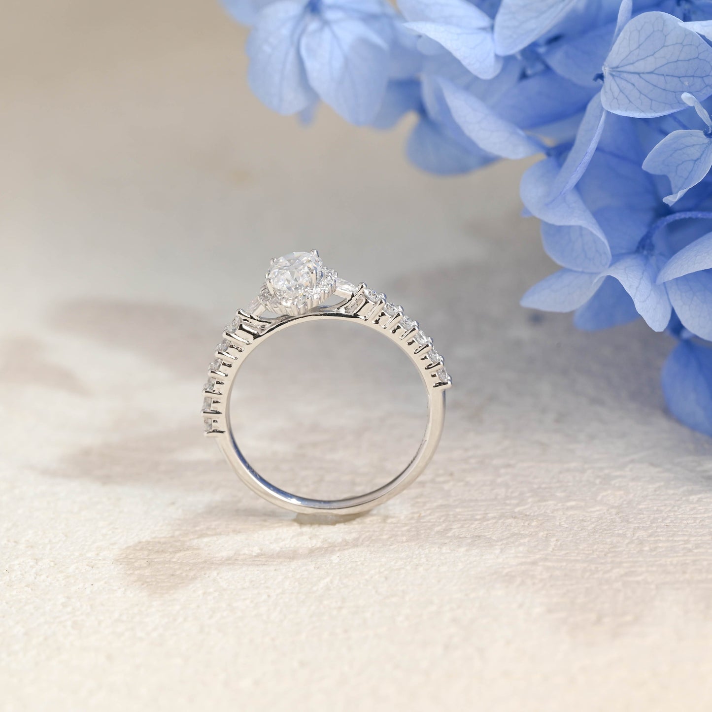 CausYou oval cut moissanite engagement ring Solid Gold Pave Oval Cut Moissanite Engagement Ring