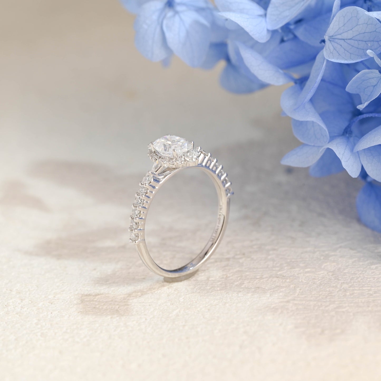 CausYou oval cut moissanite engagement ring Solid Gold Pave Oval Cut Moissanite Engagement Ring