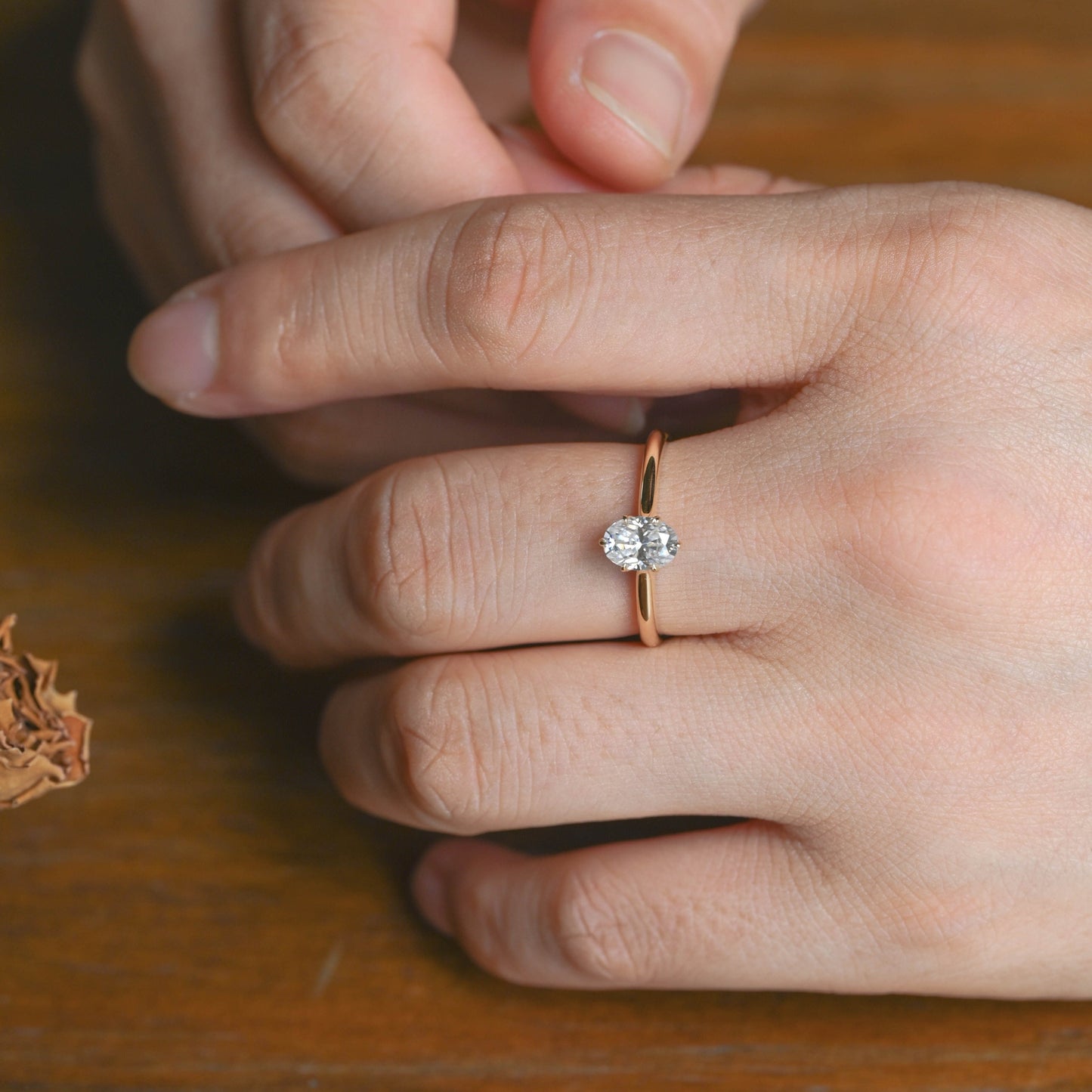 CausYou oval cut moissanite engagement ring Solid Gold Solitaire Oval Cut Moissanite Engagement Ring