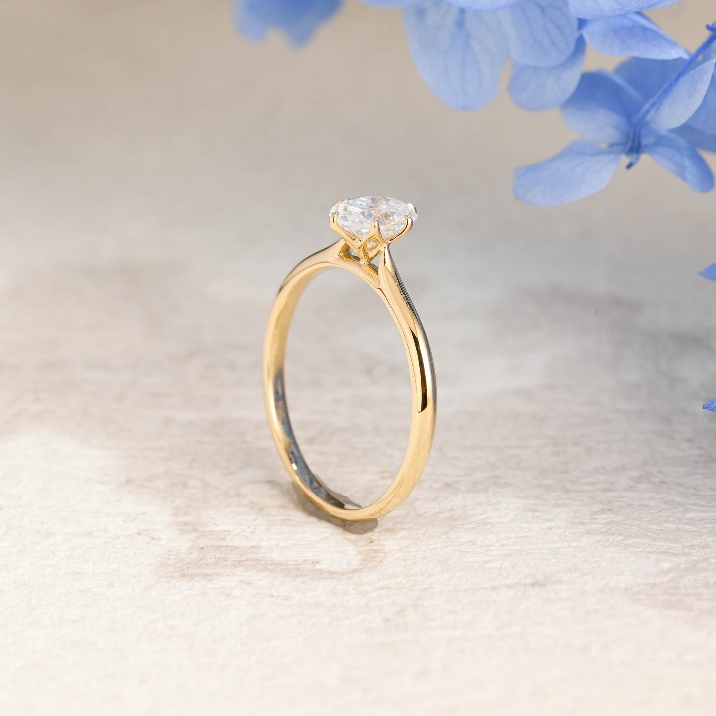 CausYou oval cut moissanite engagement ring Solid Gold Solitaire Oval Cut Moissanite Engagement Ring