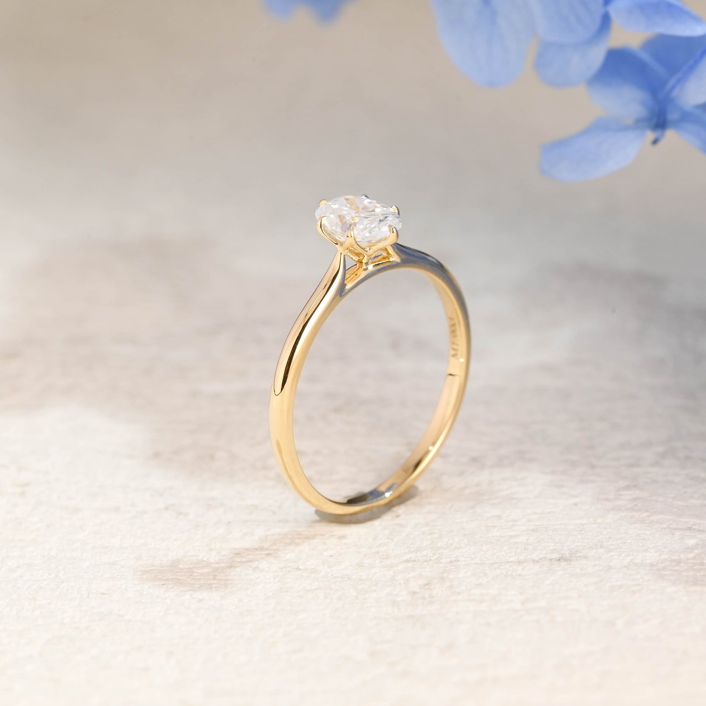 CausYou oval cut moissanite engagement ring Solid Gold Solitaire Oval Cut Moissanite Engagement Ring