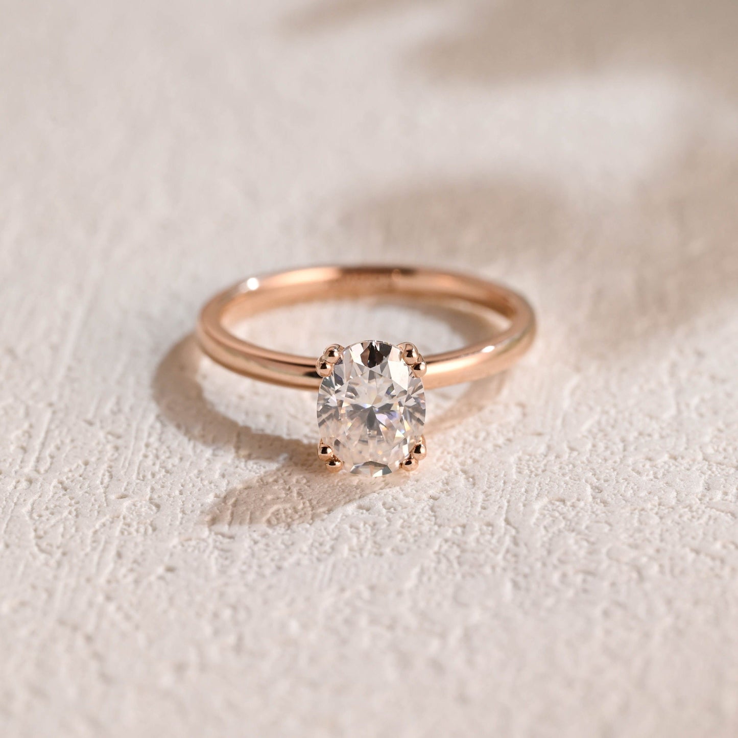 CausYou oval cut moissanite engagement ring Solid Gold Solitaire Oval Cut Moissanite Engagement Ring