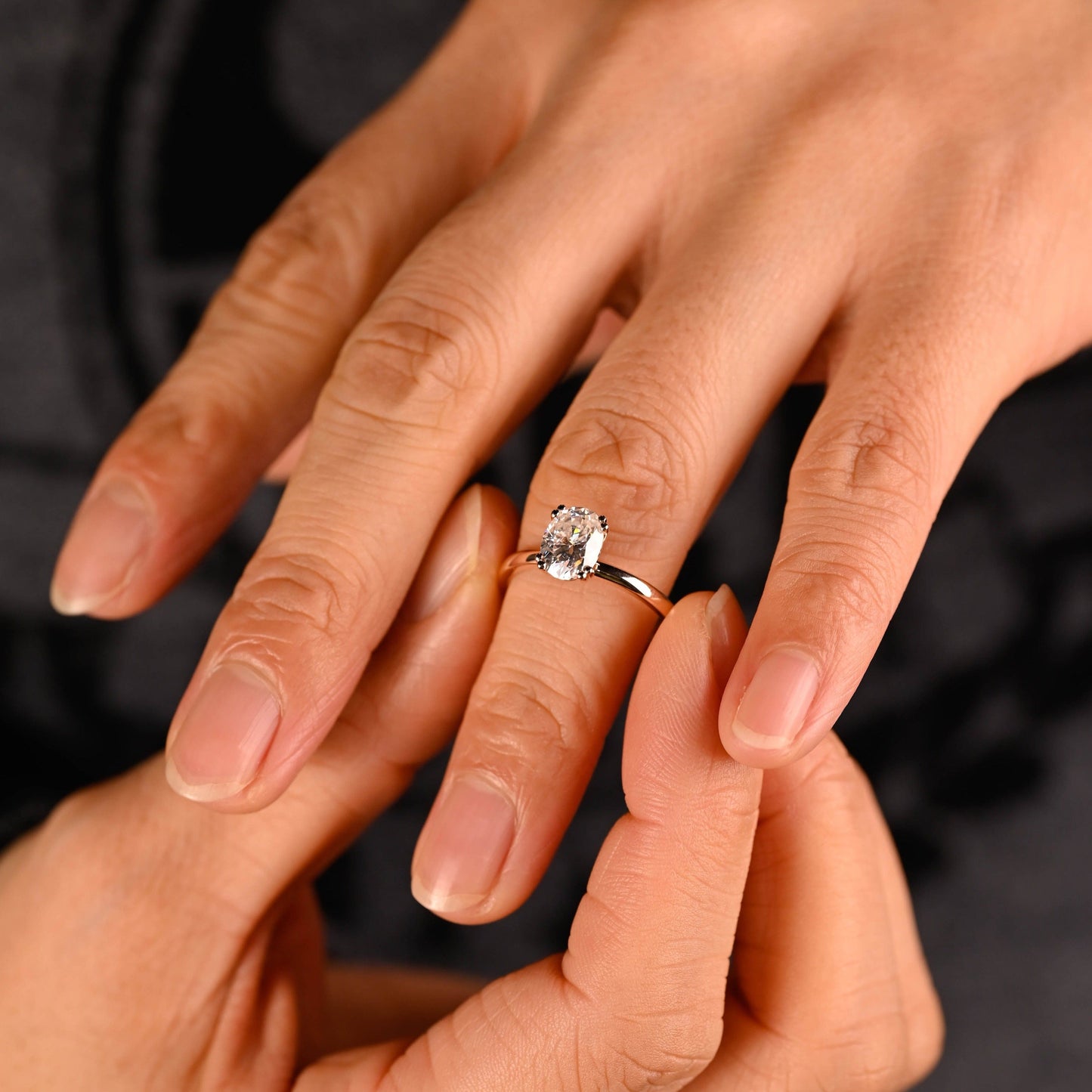 CausYou oval cut moissanite engagement ring Solid Gold Solitaire Oval Cut Moissanite Engagement Ring
