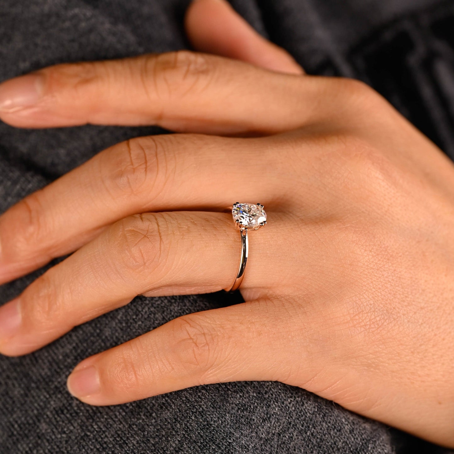 CausYou oval cut moissanite engagement ring Solid Gold Solitaire Oval Cut Moissanite Engagement Ring