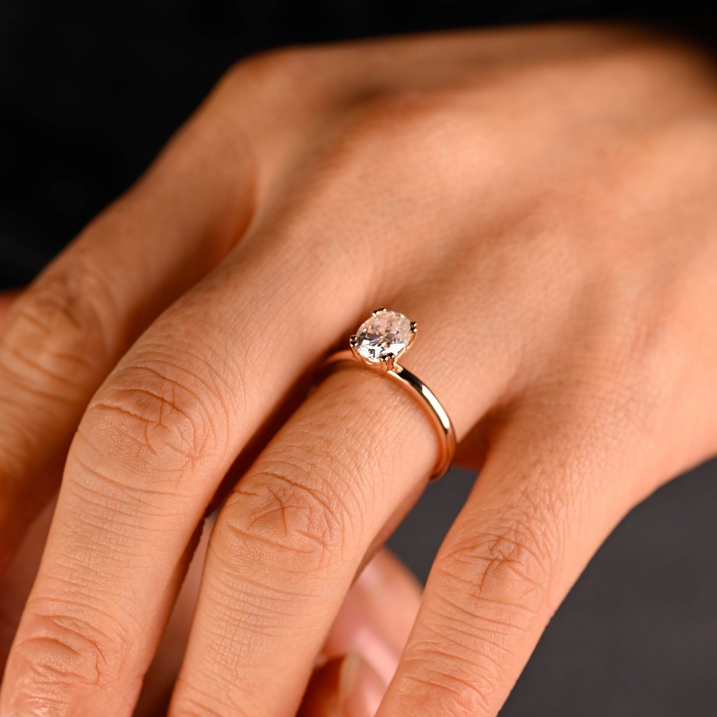 CausYou oval cut moissanite engagement ring Solid Gold Solitaire Oval Cut Moissanite Engagement Ring