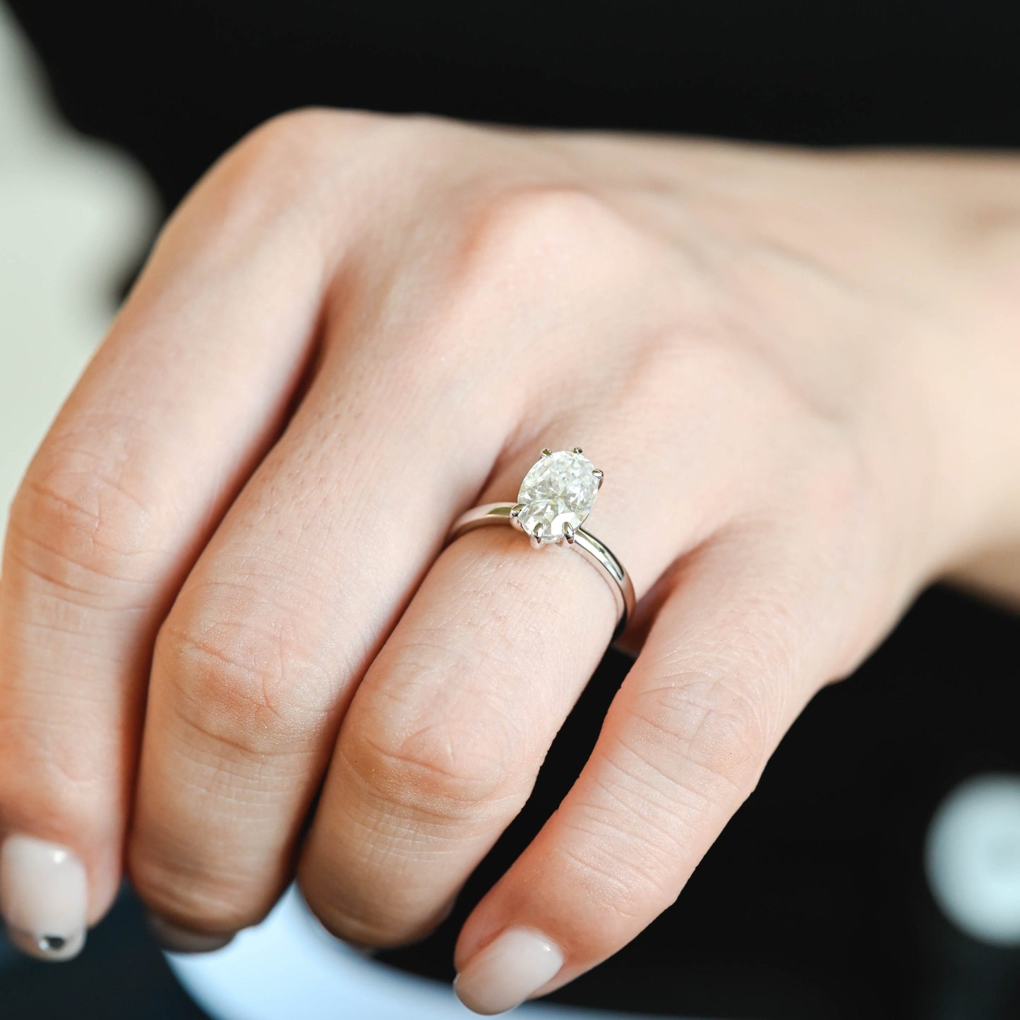CausYou oval cut moissanite engagement ring Solid Gold Solitaire Oval Cut Moissanite Engagement Ring