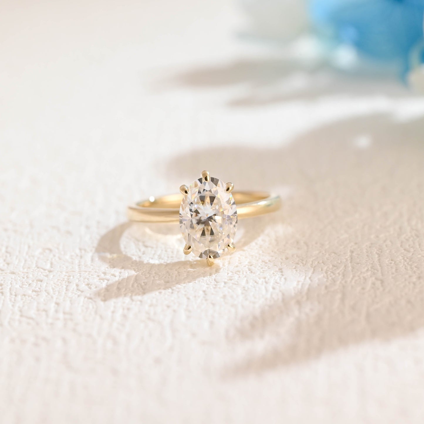 CausYou oval cut moissanite engagement ring Solid Gold Solitaire Oval Cut Moissanite Engagement Ring